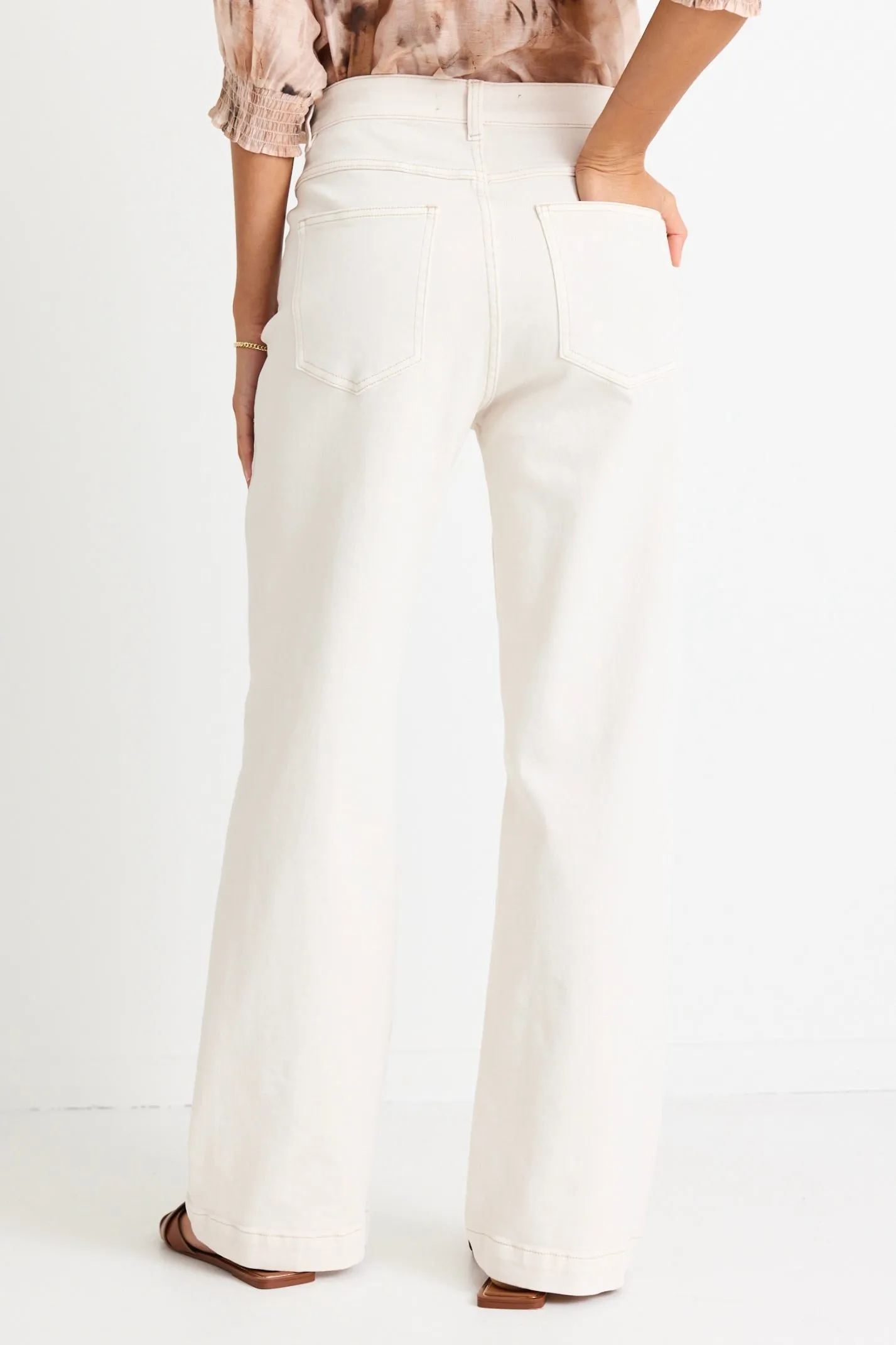 Billie Ivory High Waist Wide Leg Jean