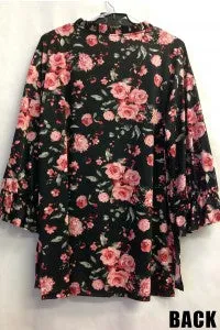 Black Long Sleeve with Pink Floral