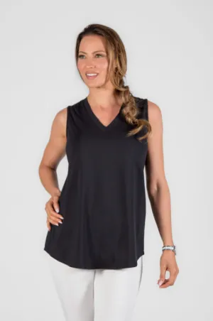 Black Reversible Sleeveless V Neck Bamboo Tank