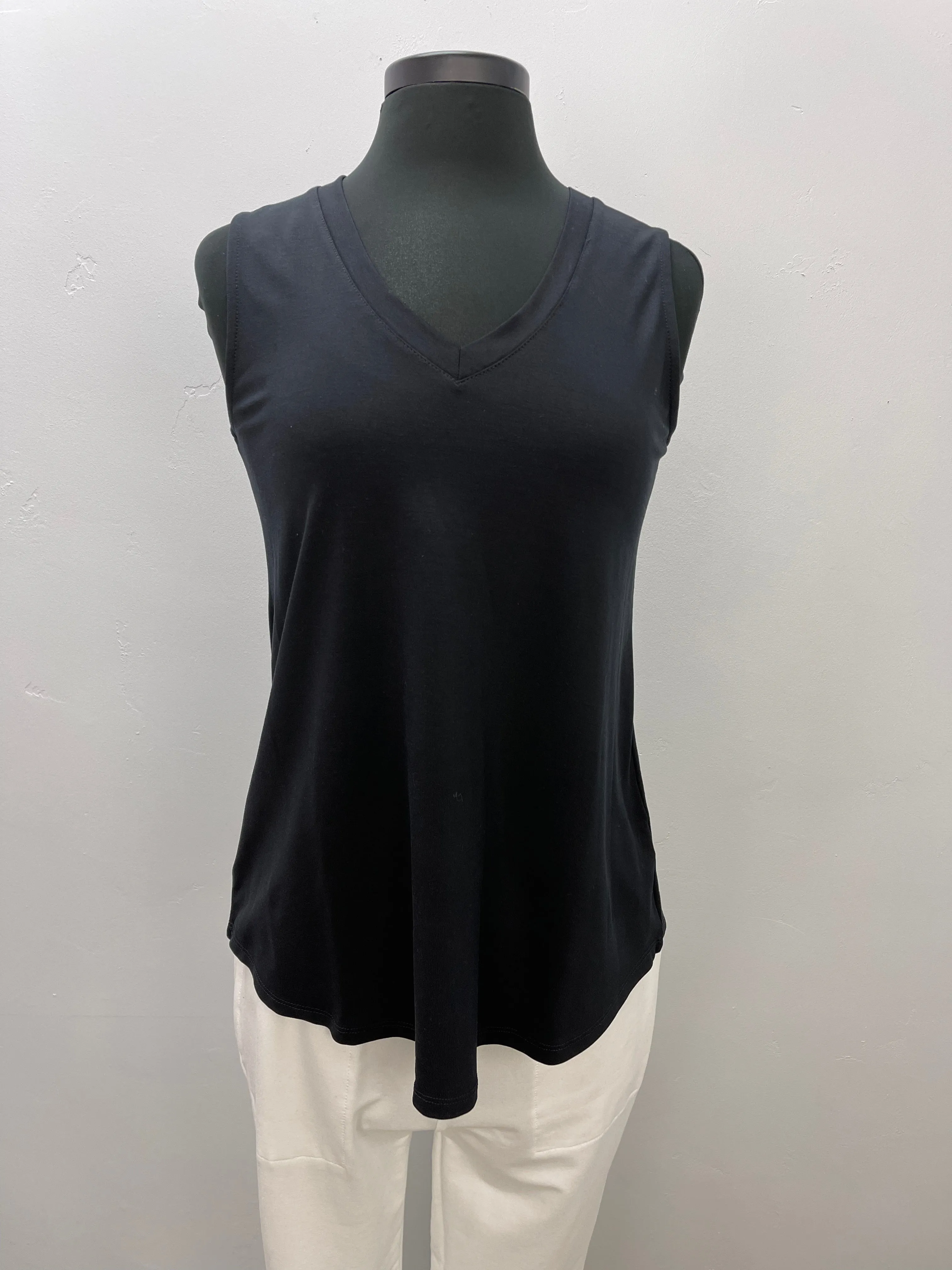 Black Reversible Sleeveless V Neck Bamboo Tank