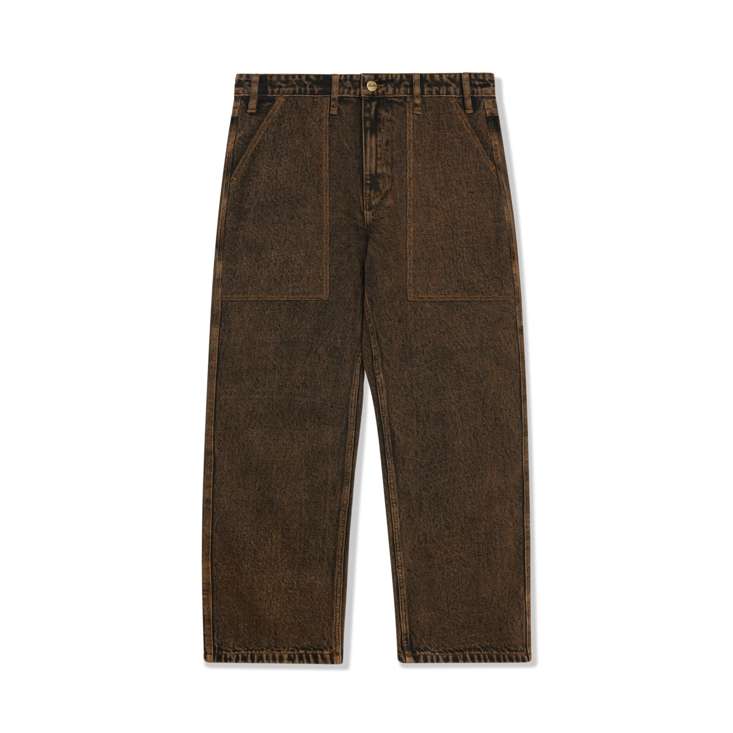 Breakdown Relaxed Denim Jeans, Acid Wash Brown