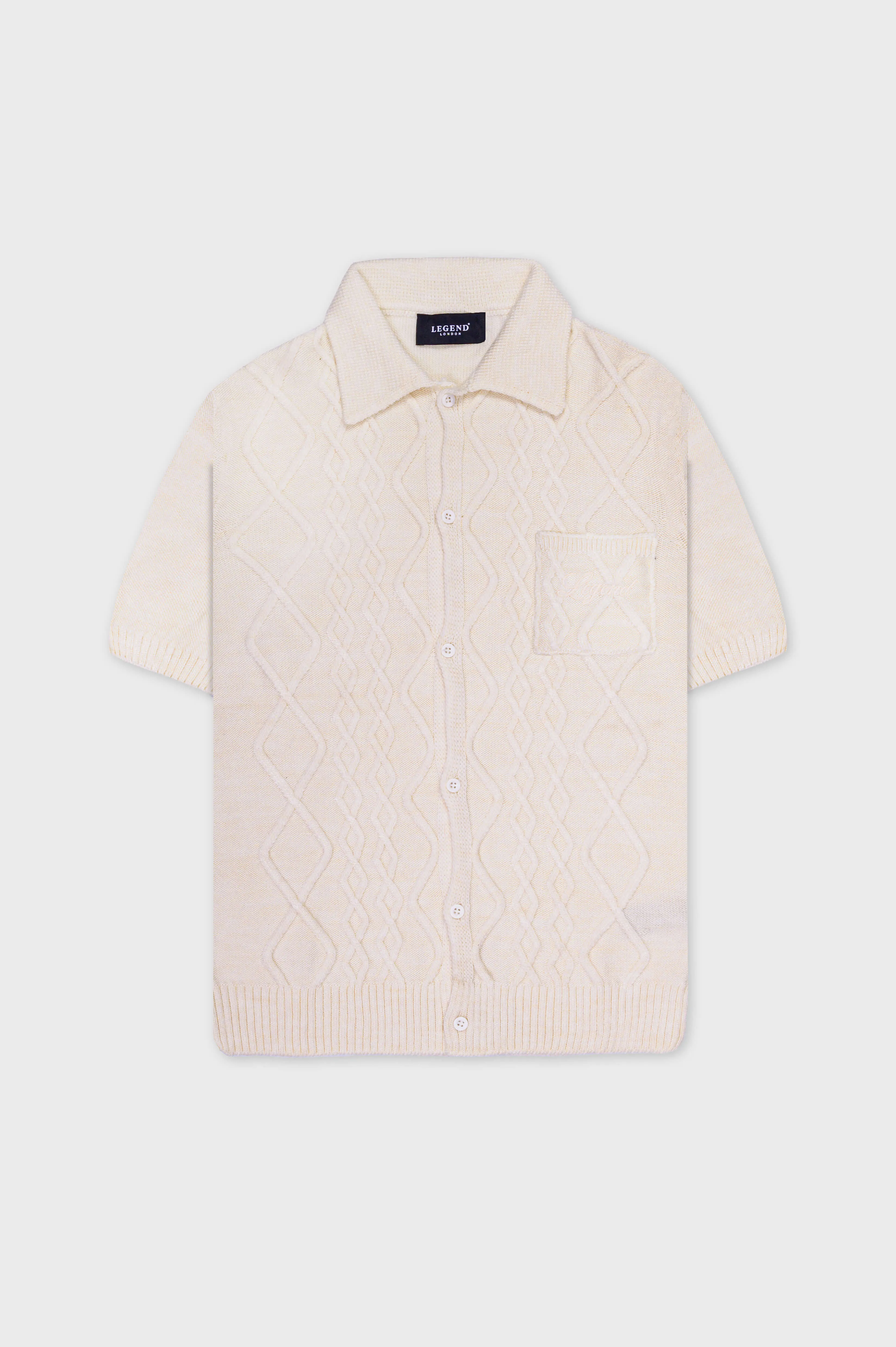 CABLE KNIT POLO SHIRT - CREAM