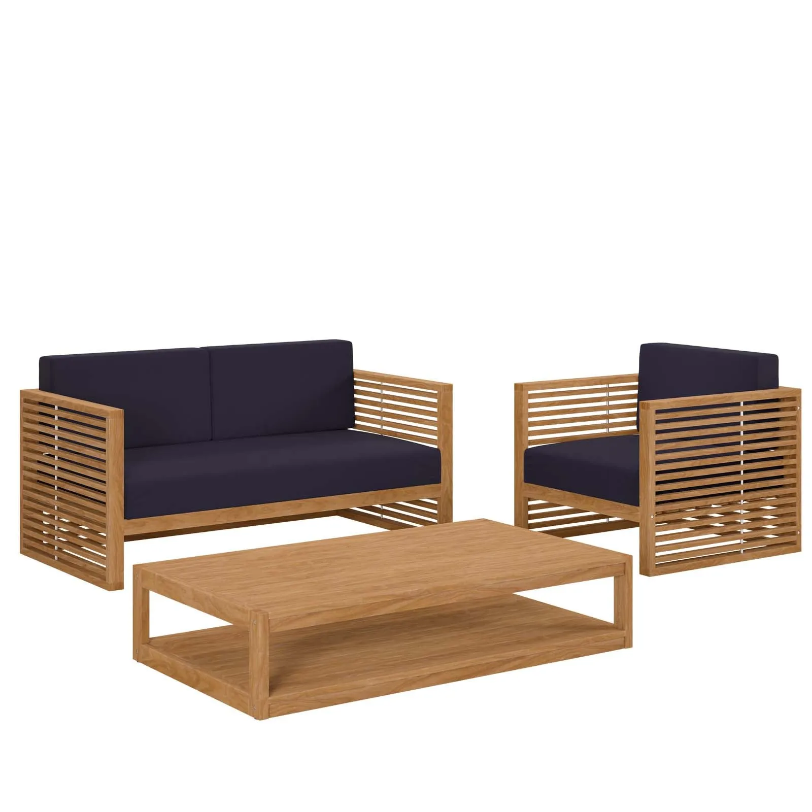 Carlsbad 3-Piece Teak Wood Outdoor Patio Outdoor Patio Set by Modway