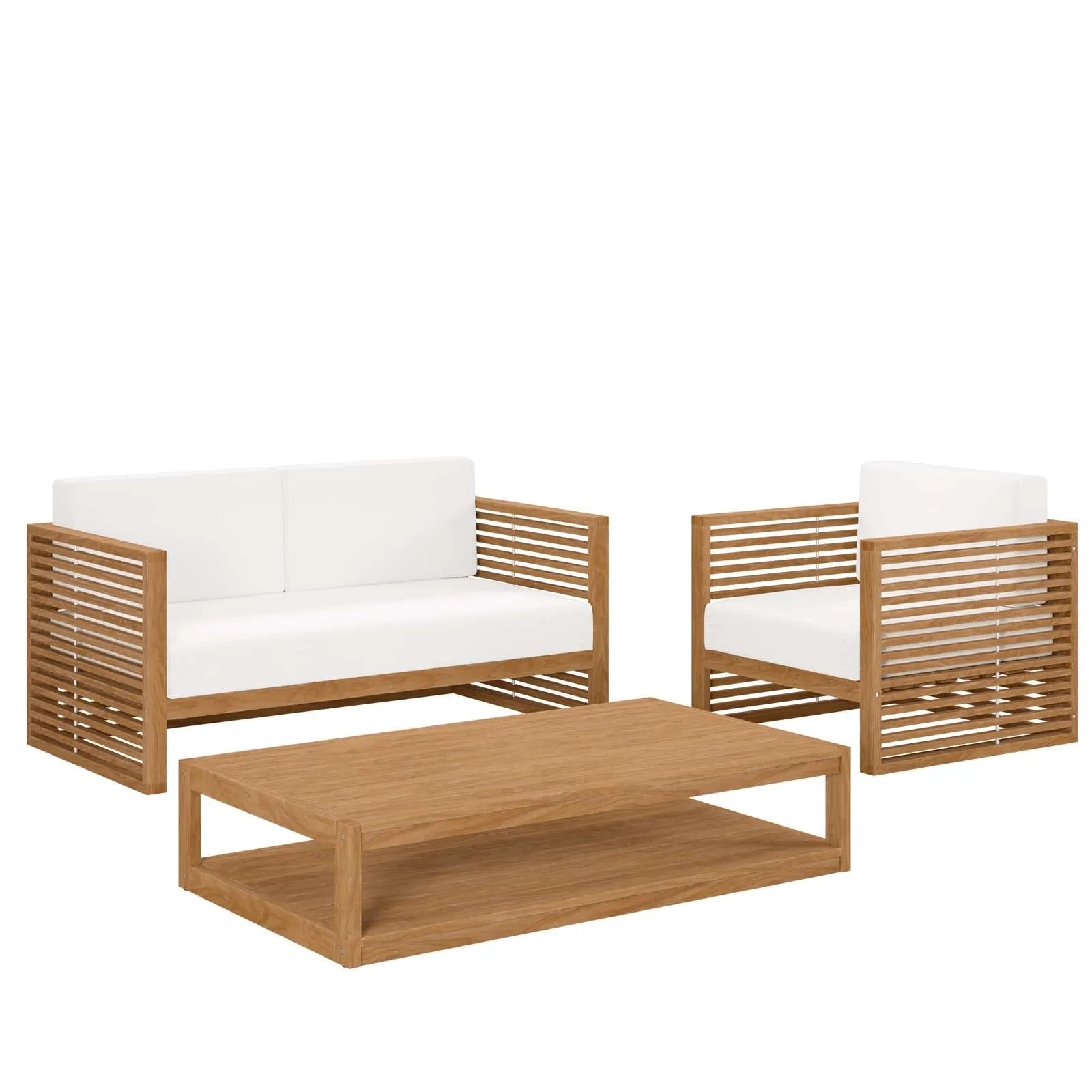 Carlsbad 3-Piece Teak Wood Outdoor Patio Outdoor Patio Set by Modway