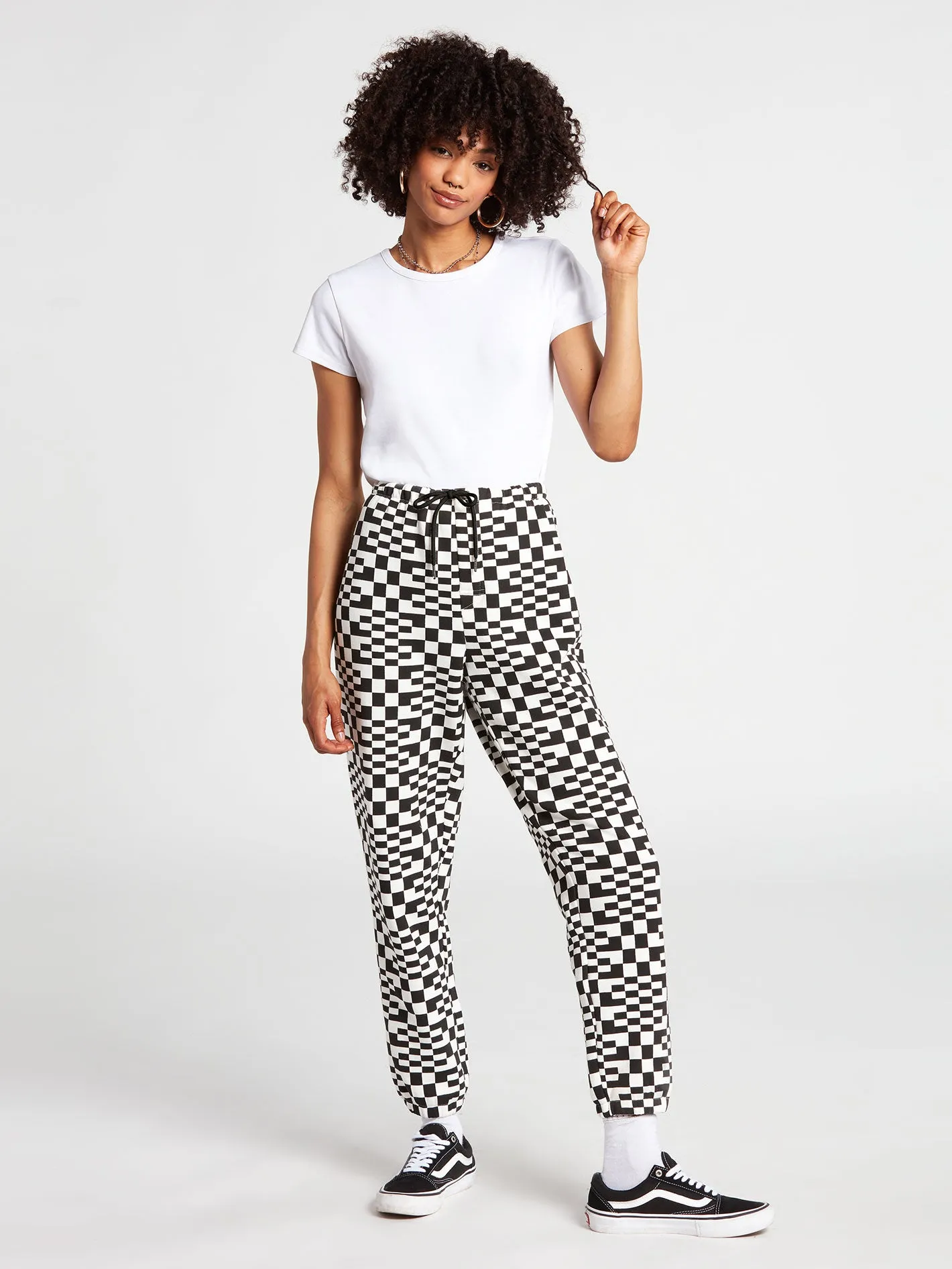 Check U Out Trousers - BLACK WHITE