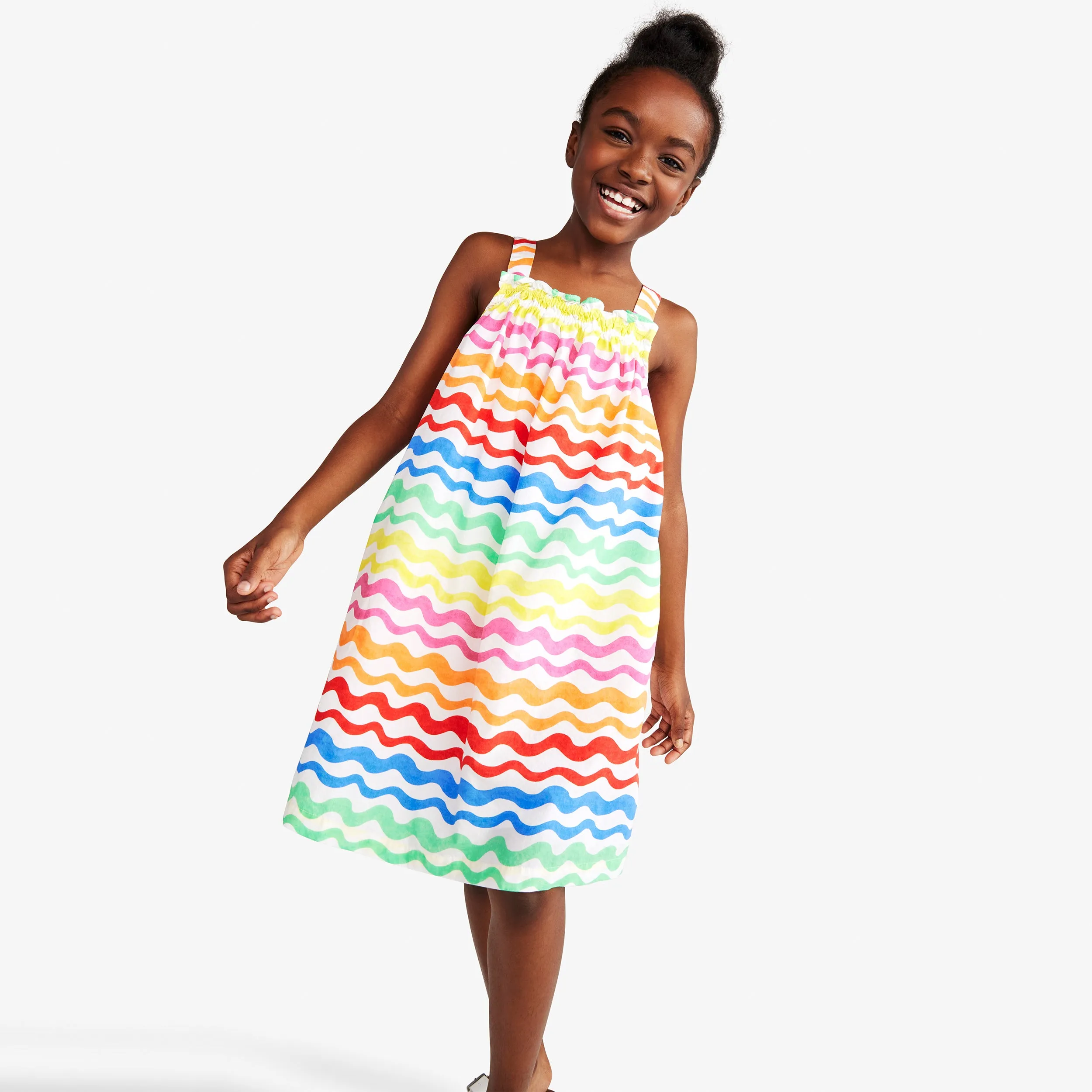 Clearance tank dress in rainbow watercolor waves