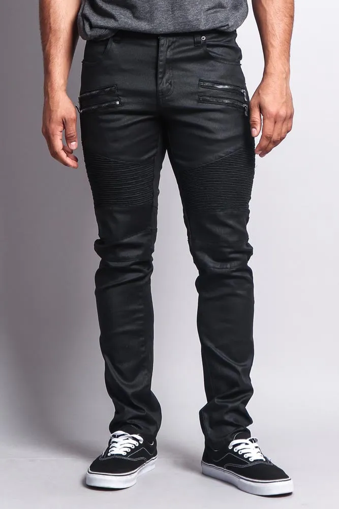 Coated Biker Jeans