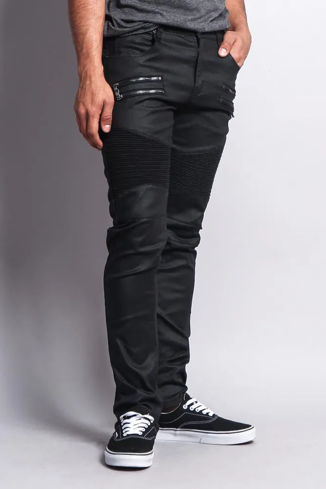 Coated Biker Jeans