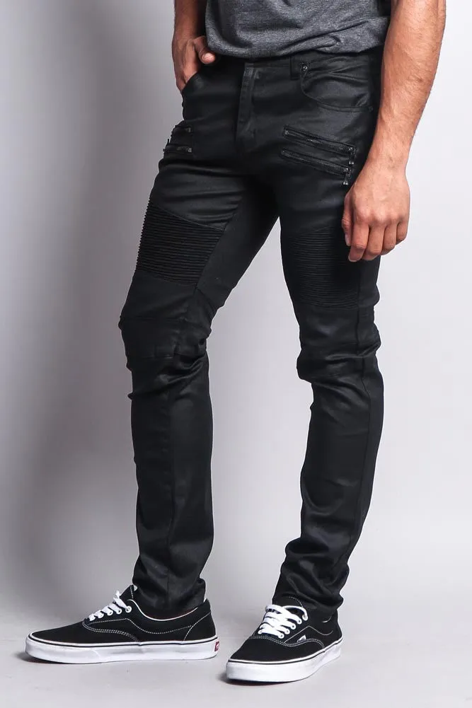 Coated Biker Jeans