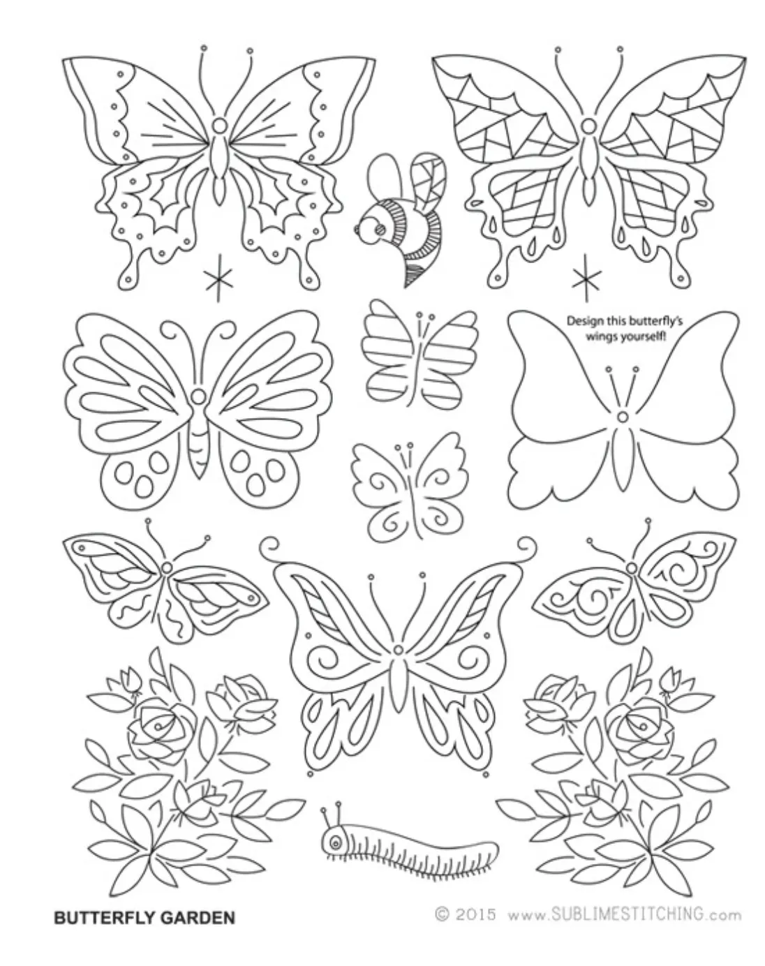 Craft Supply - Embroidery Pattern - Butterfly Garden