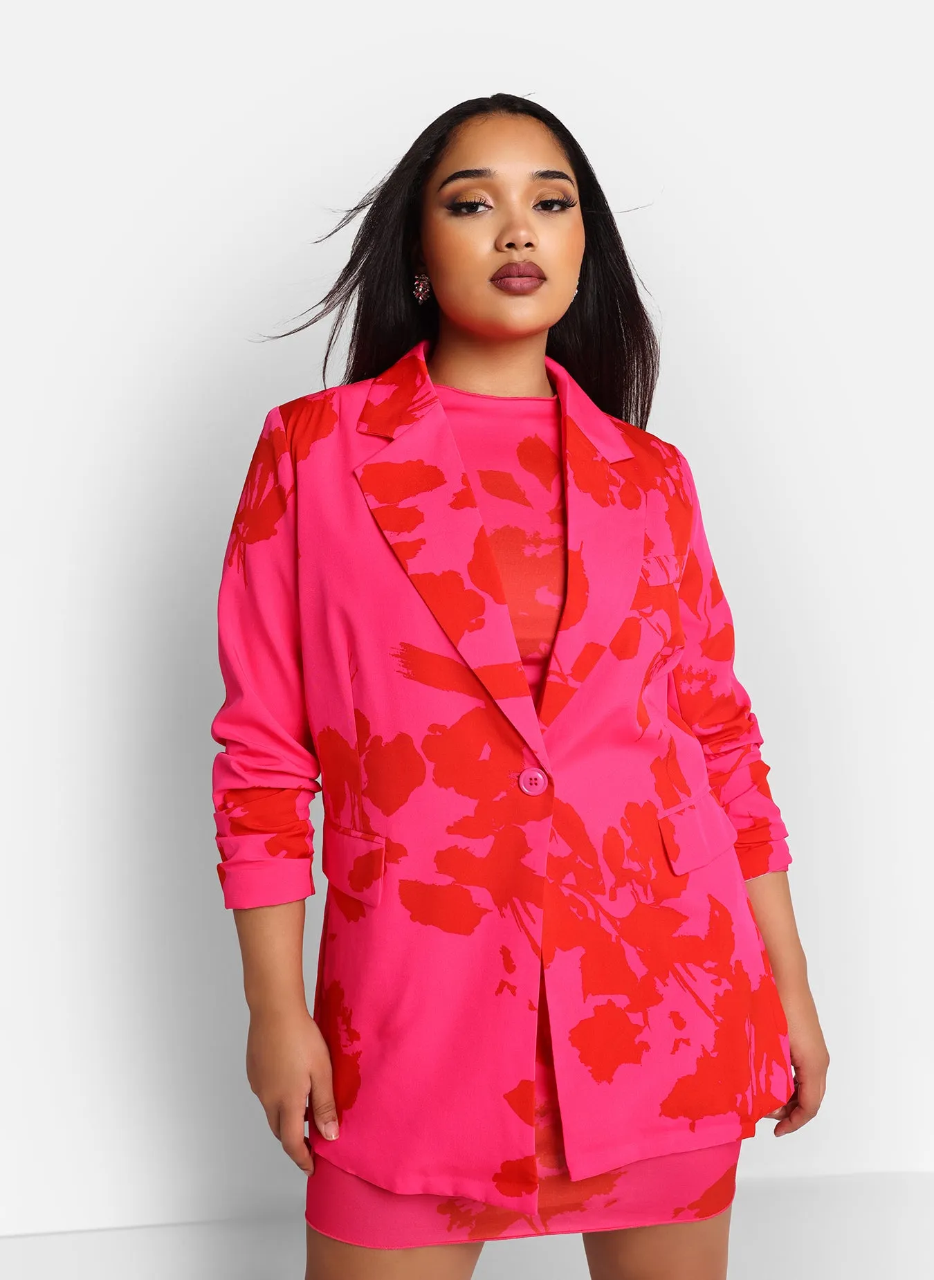 Denise Floral Print Oversized Blazer