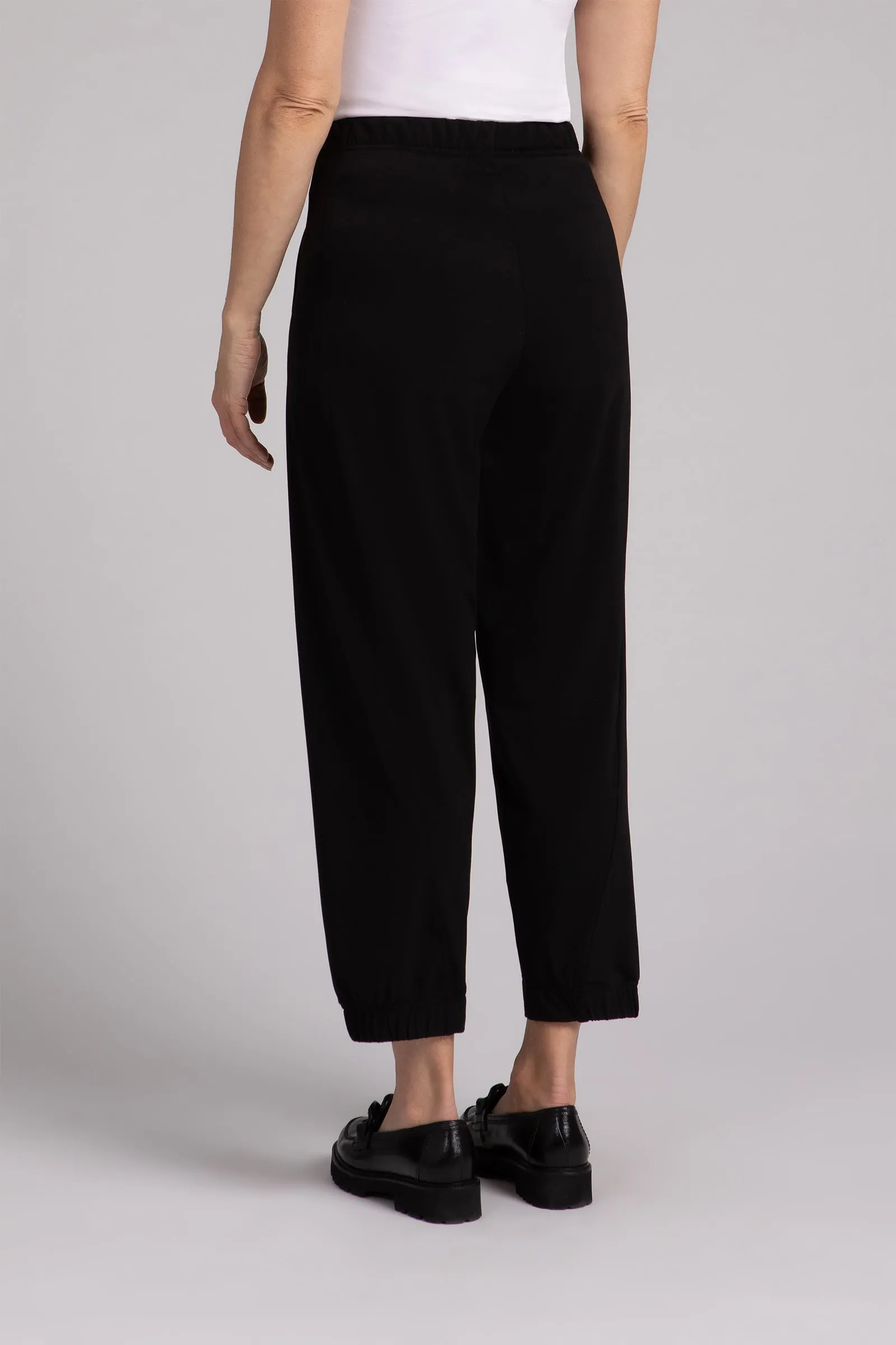 Fleece Back Jersey Half Cuff Jogger Pant | Black