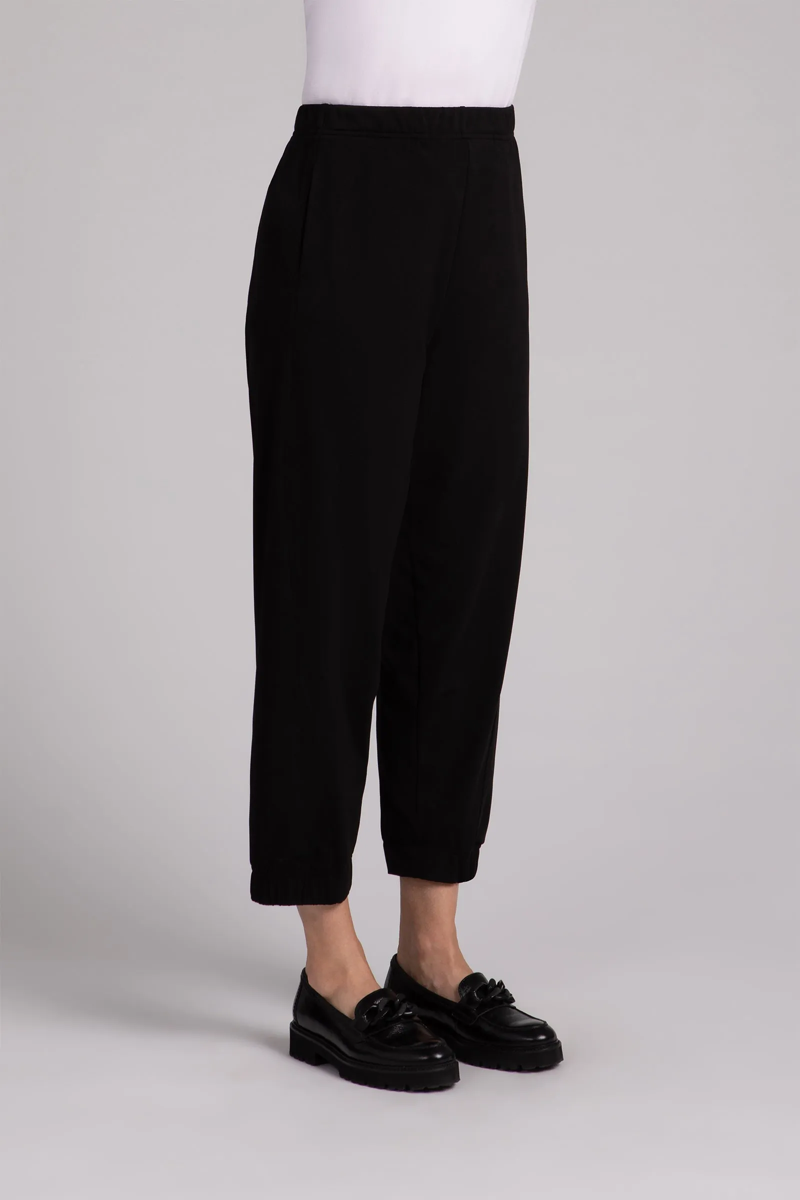 Fleece Back Jersey Half Cuff Jogger Pant | Black