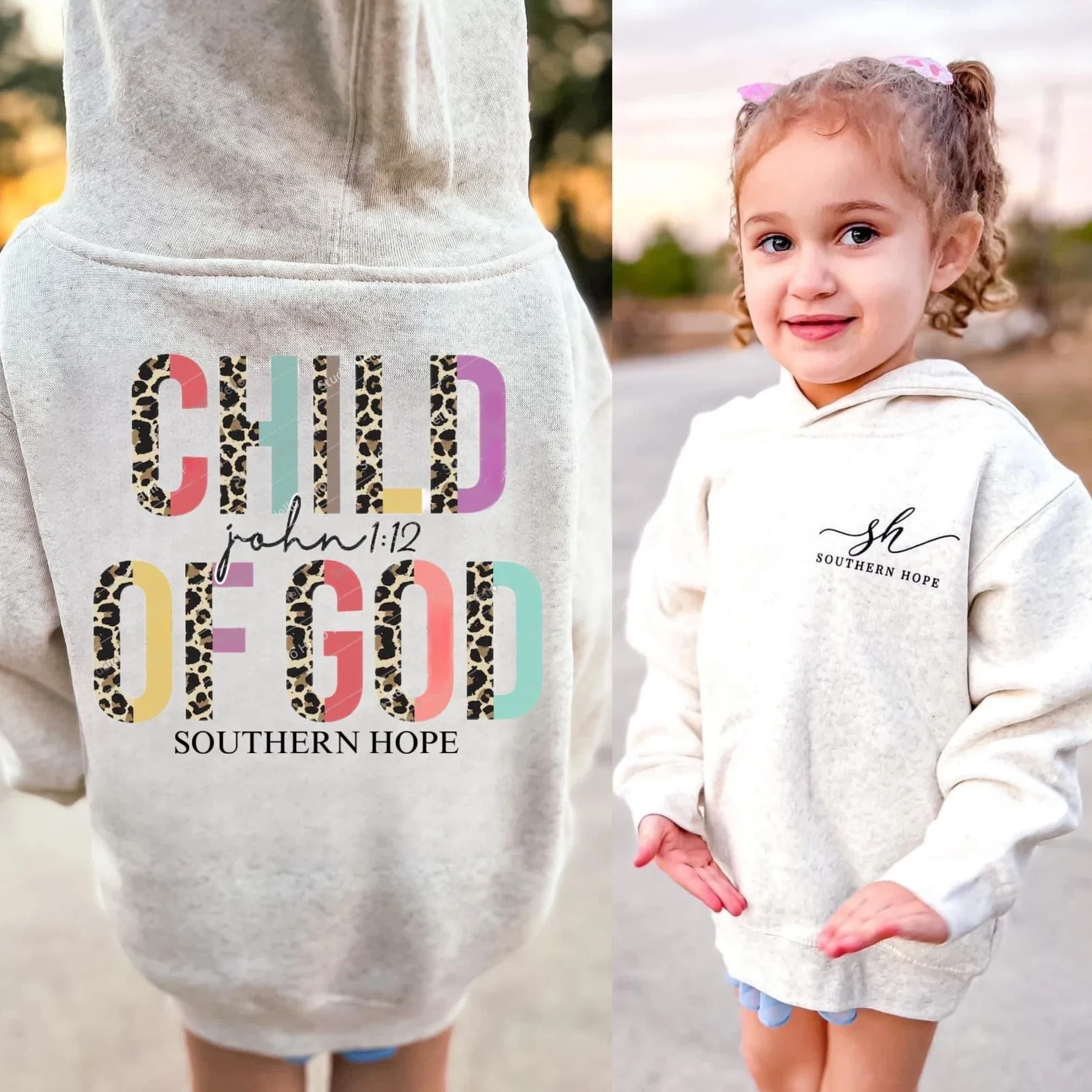 (HOODIE) Cheetah Child Of God (Back Design) Kids Hoodie