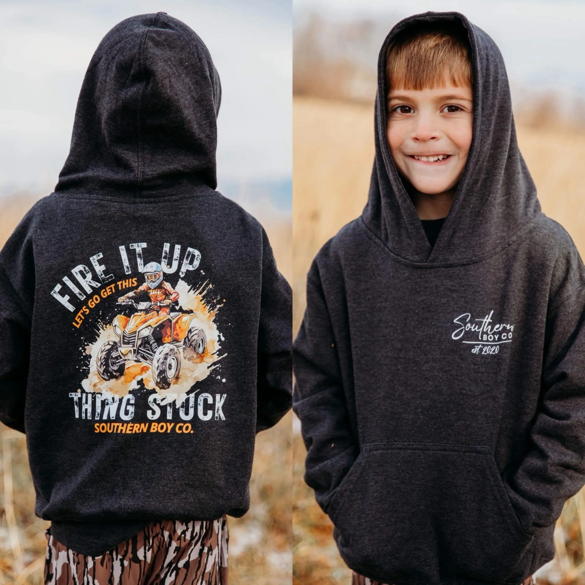 (HOODIE) Fire It Up Fourwheeler Kids Hoodie