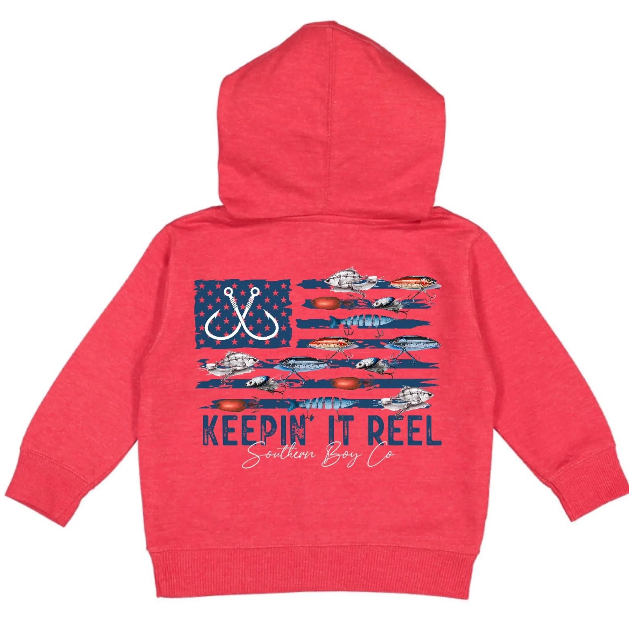 (HOODIE) Fishing Lure Flag (Keepin It Reel)  Kids Hoodie (D)