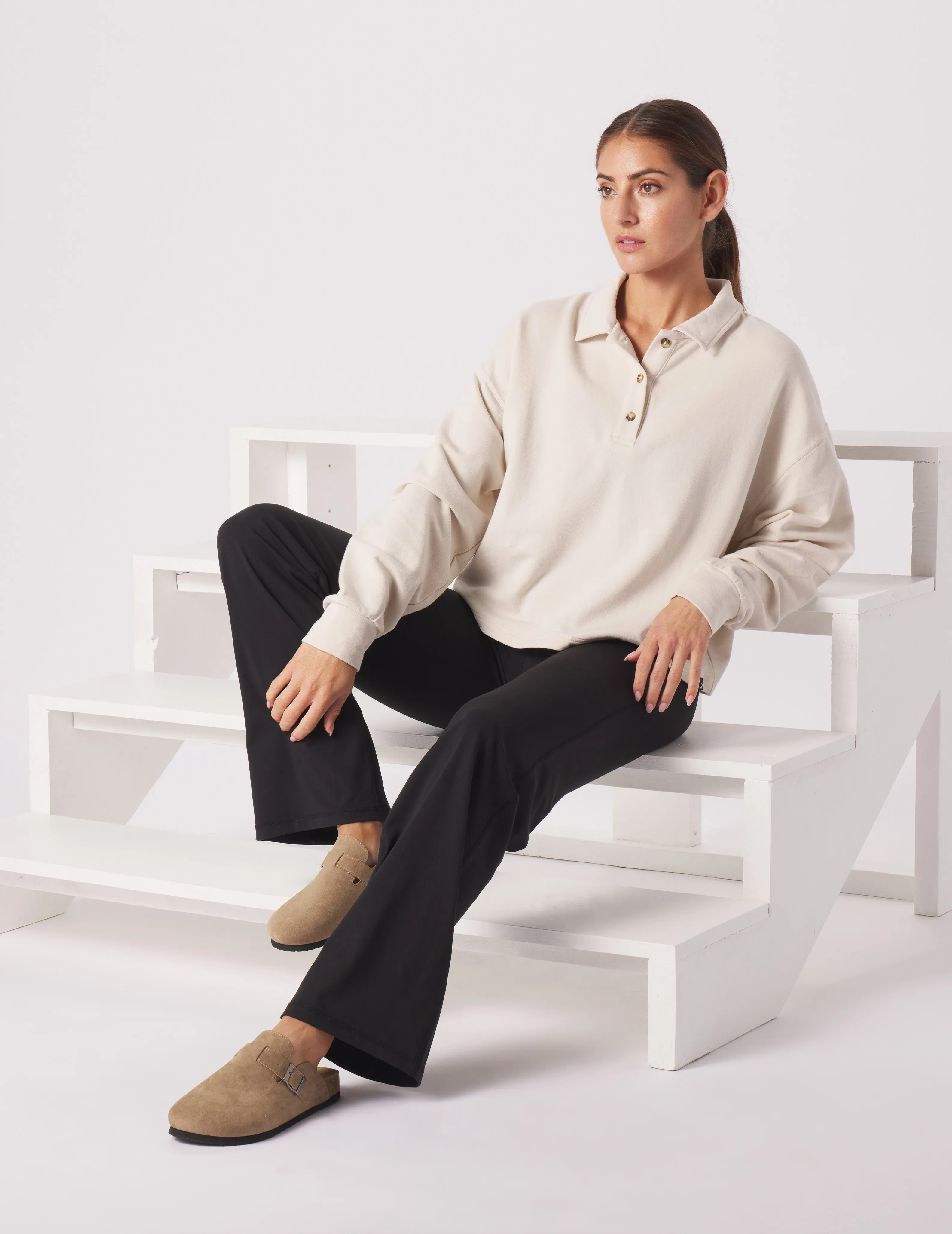 Lounge Skimmer Polo: Oatmilk