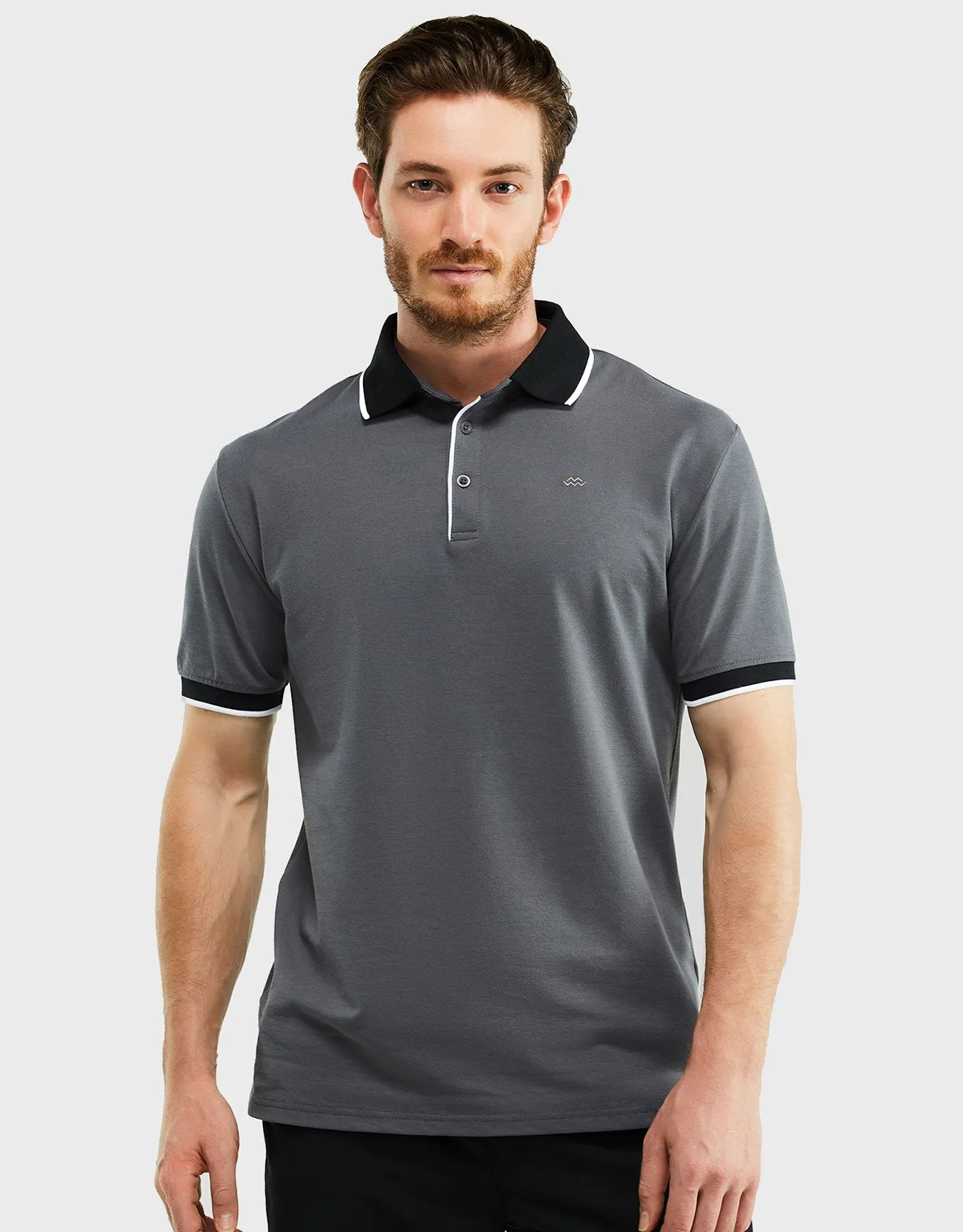 Men's Classic-Fit Cotton-Blend Pique Polo Shirt with Contrast Collar