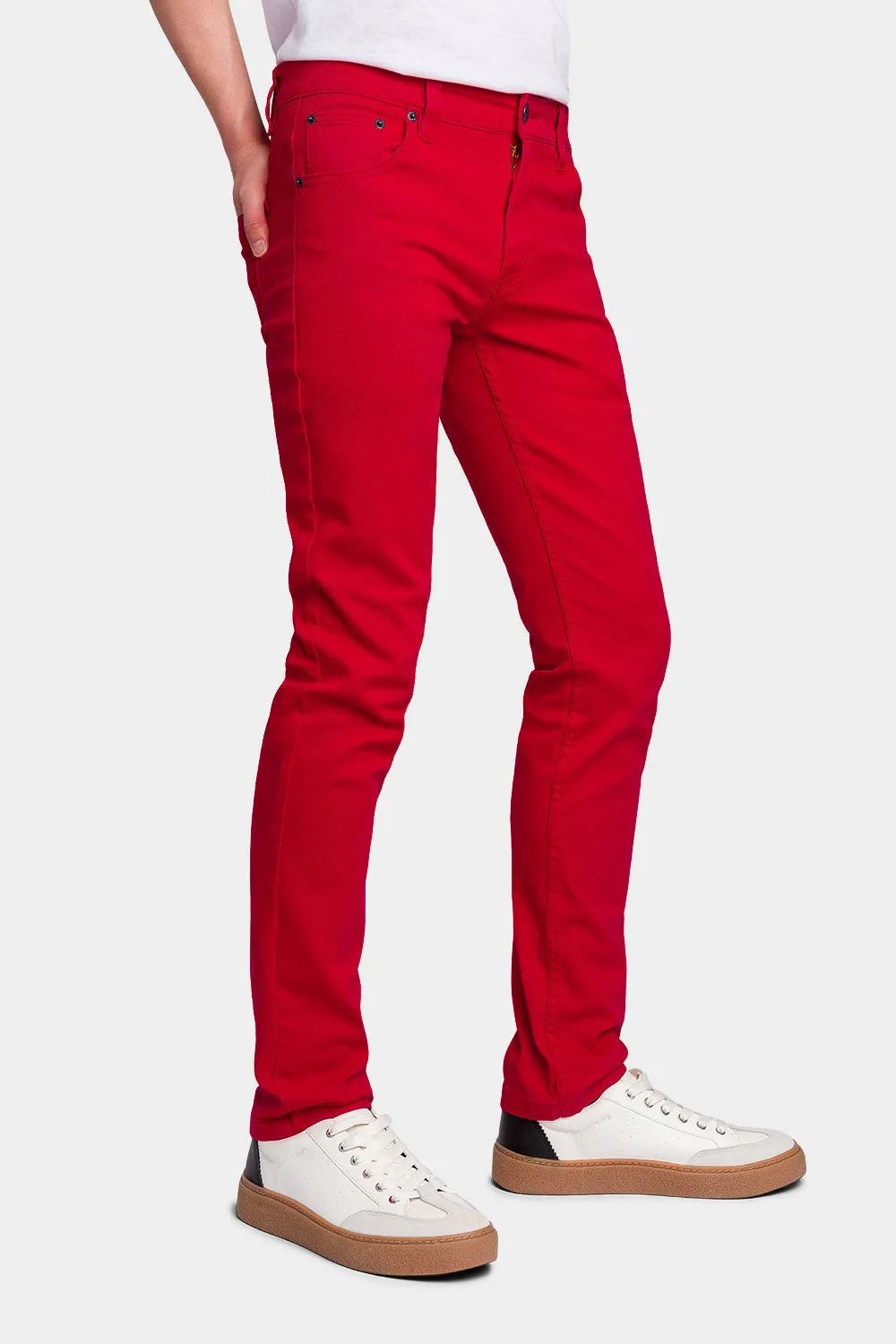 Men's Essential Skinny Fit Colored Jeans (Red)