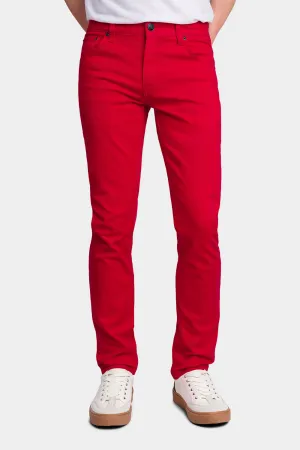 Men's Essential Skinny Fit Colored Jeans (Red)