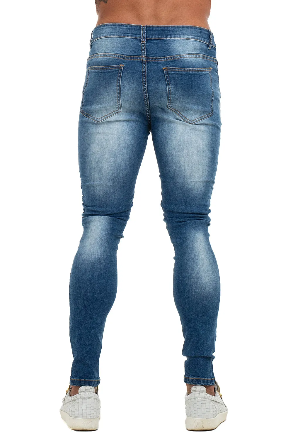 Mens Skinny Ripped Biker Jeans