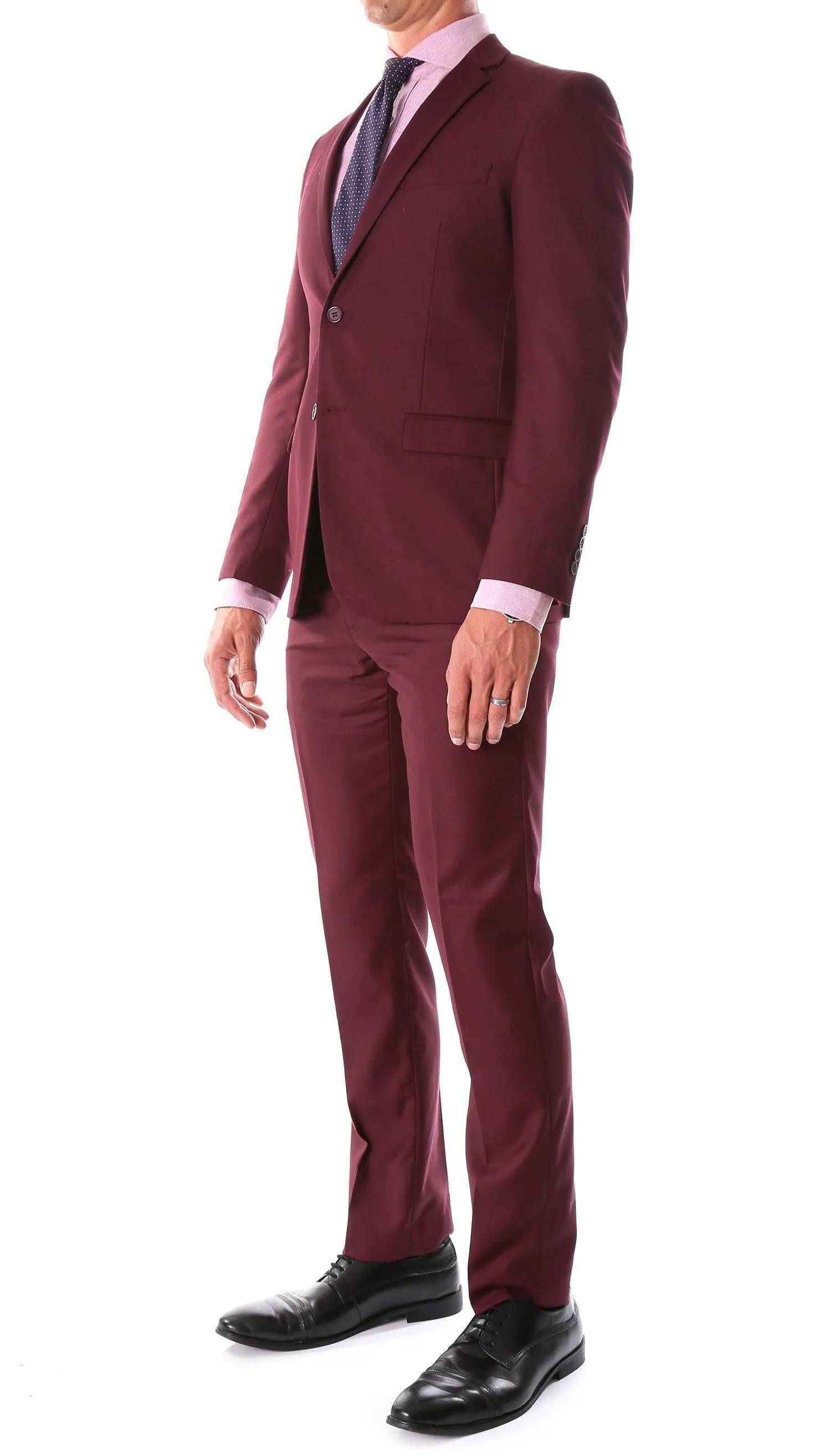 Oslo Collection - Slim Fit 2 Piece Suit Color Burgundy