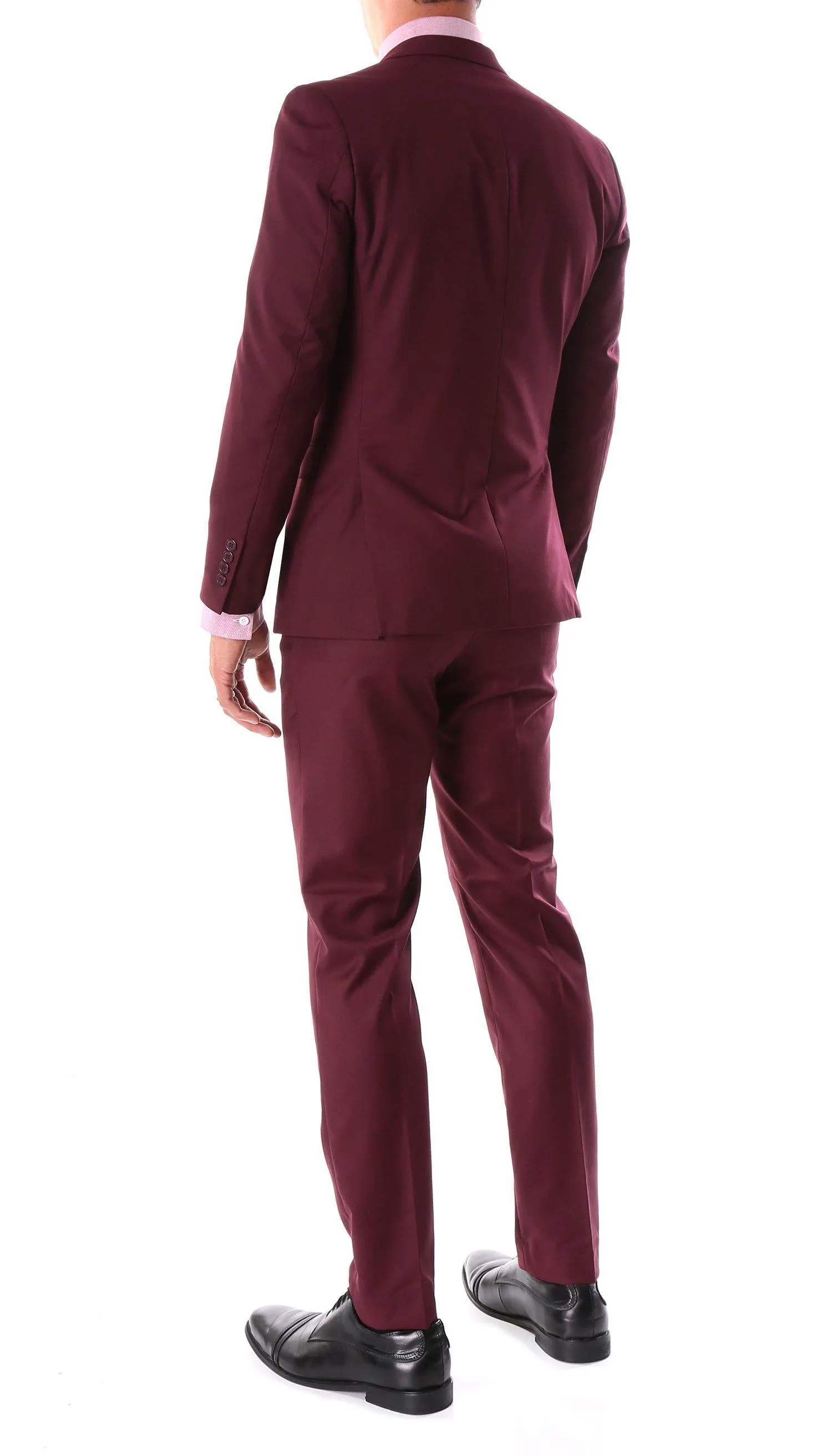 Oslo Collection - Slim Fit 2 Piece Suit Color Burgundy