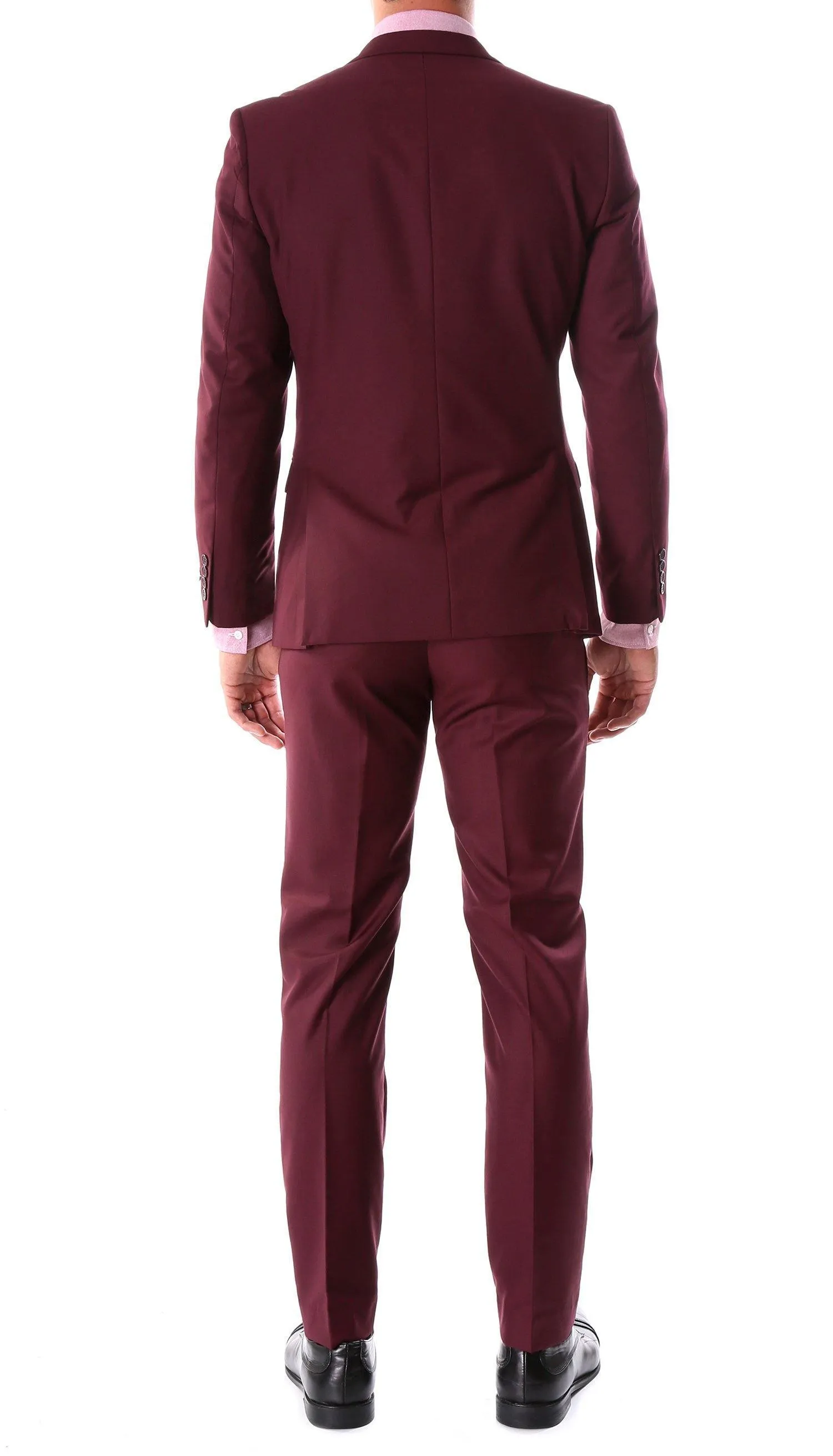 Oslo Collection - Slim Fit 2 Piece Suit Color Burgundy