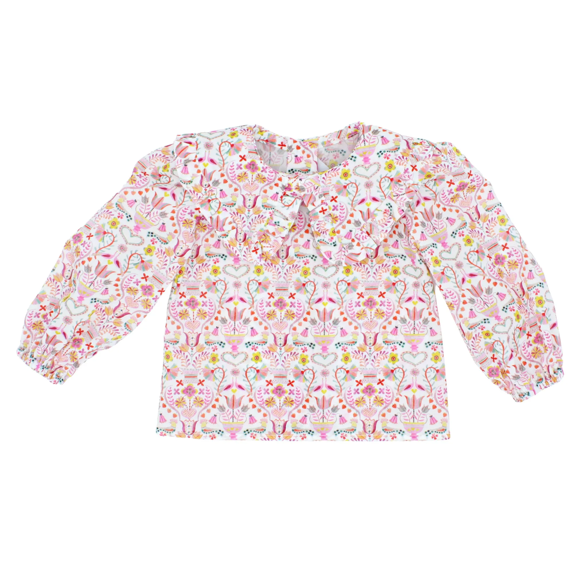 Pink Velveteen Dress with Love Birds Liberty London Blouse - Only Sizes 12M and 2T left