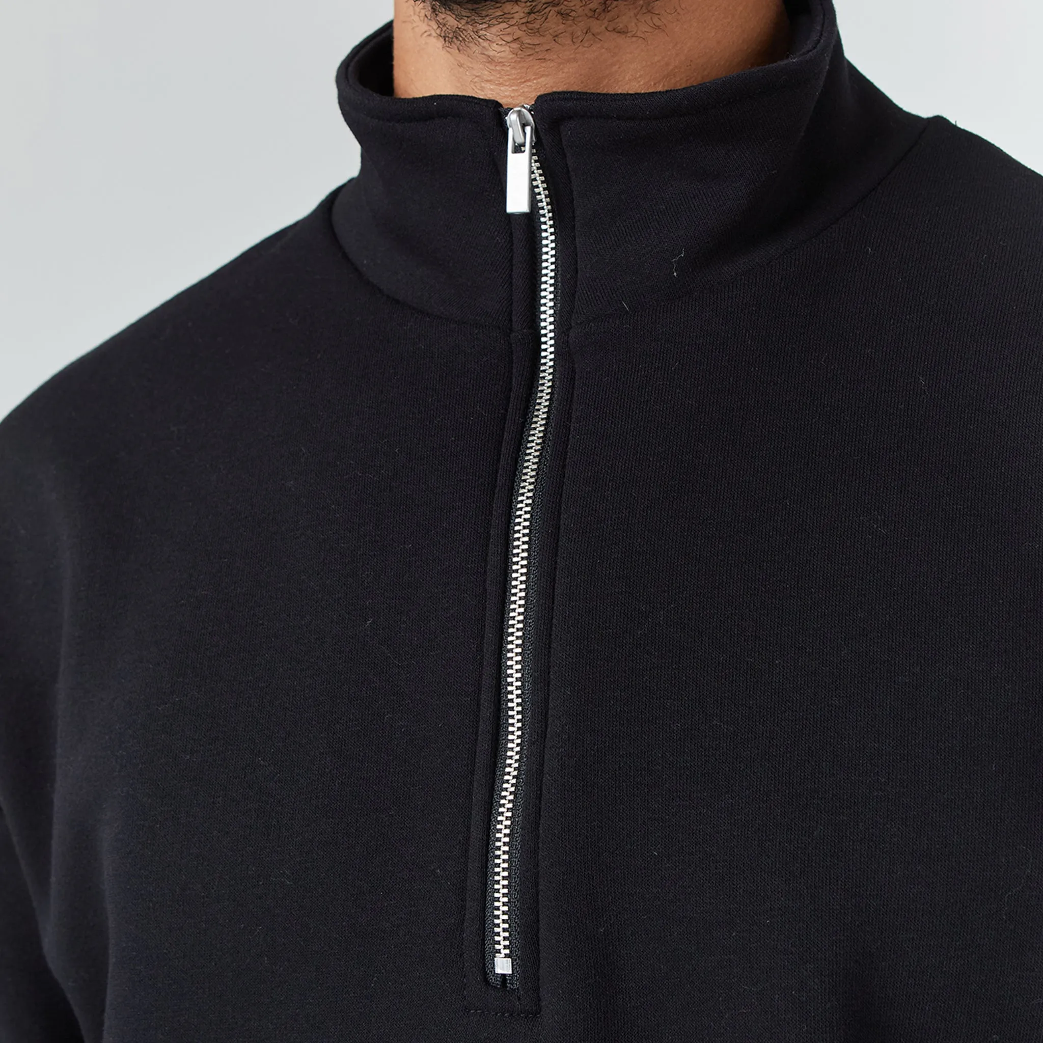 Relaxed Fit 1/4 Zip Fleece | Black