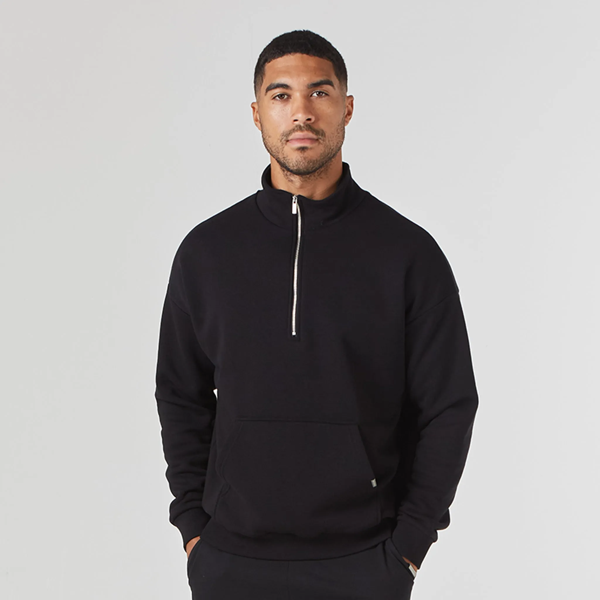 Relaxed Fit 1/4 Zip Fleece | Black