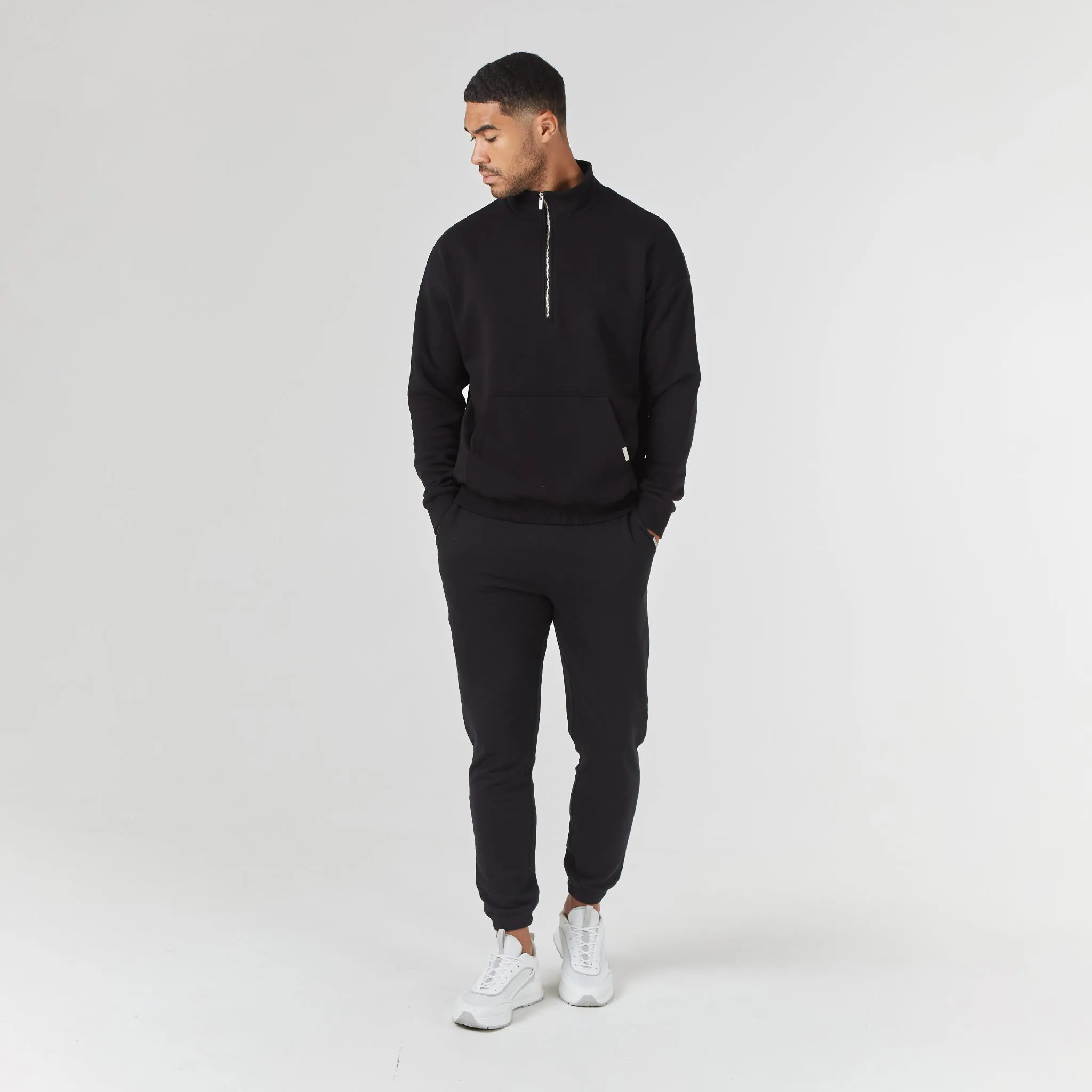 Relaxed Fit 1/4 Zip Fleece | Black