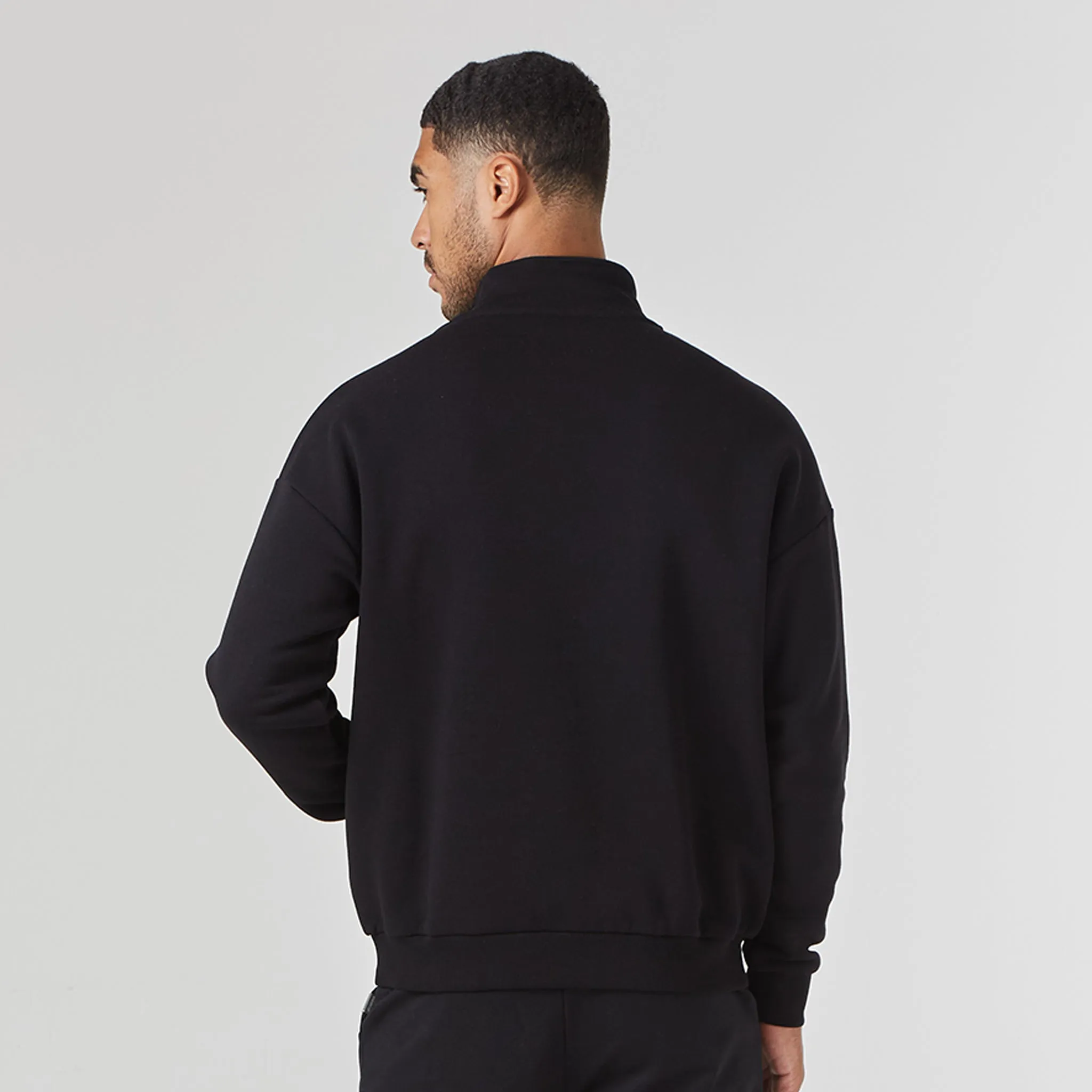 Relaxed Fit 1/4 Zip Fleece | Black