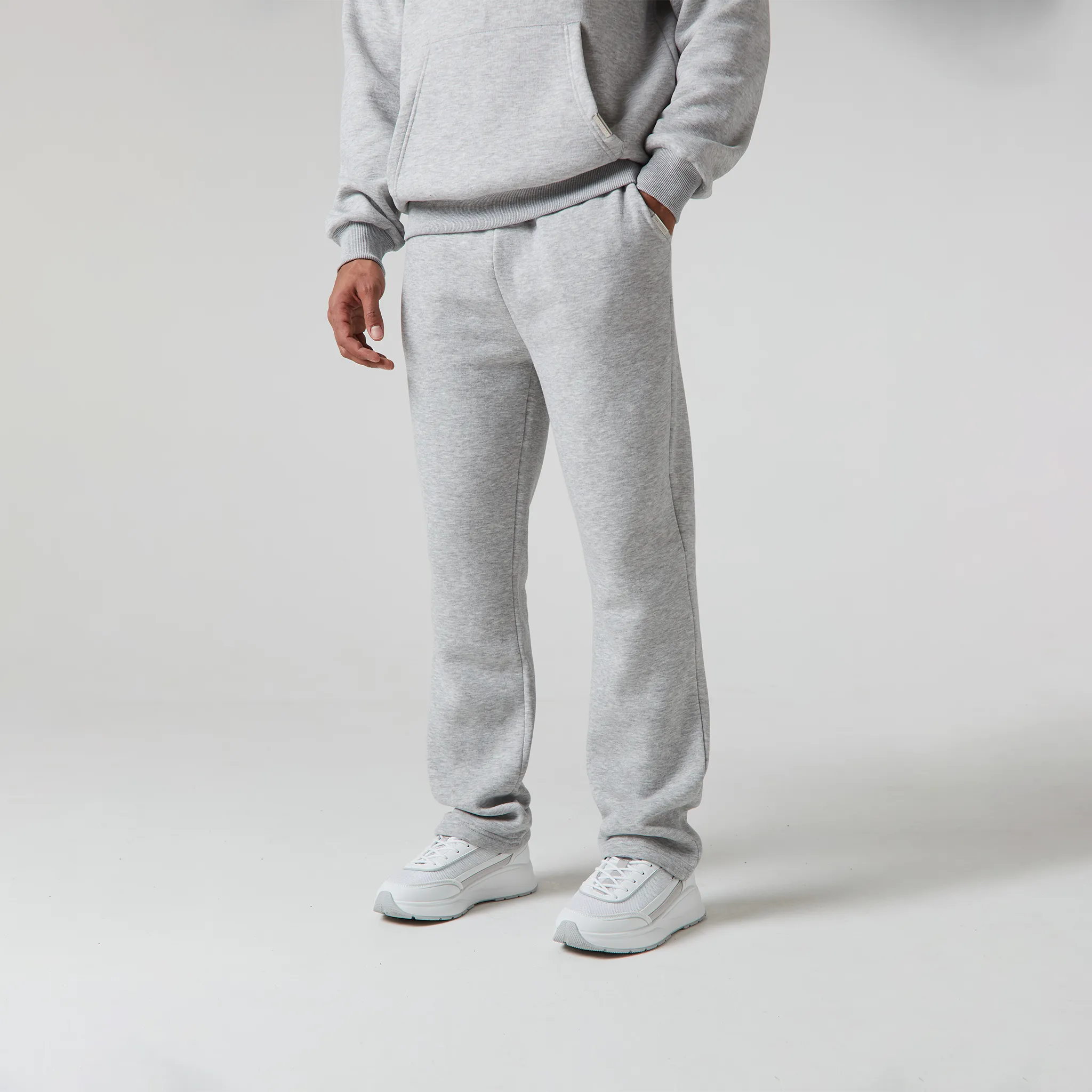 Relaxed Fit Open Hem Tracksuit | Grey Marl