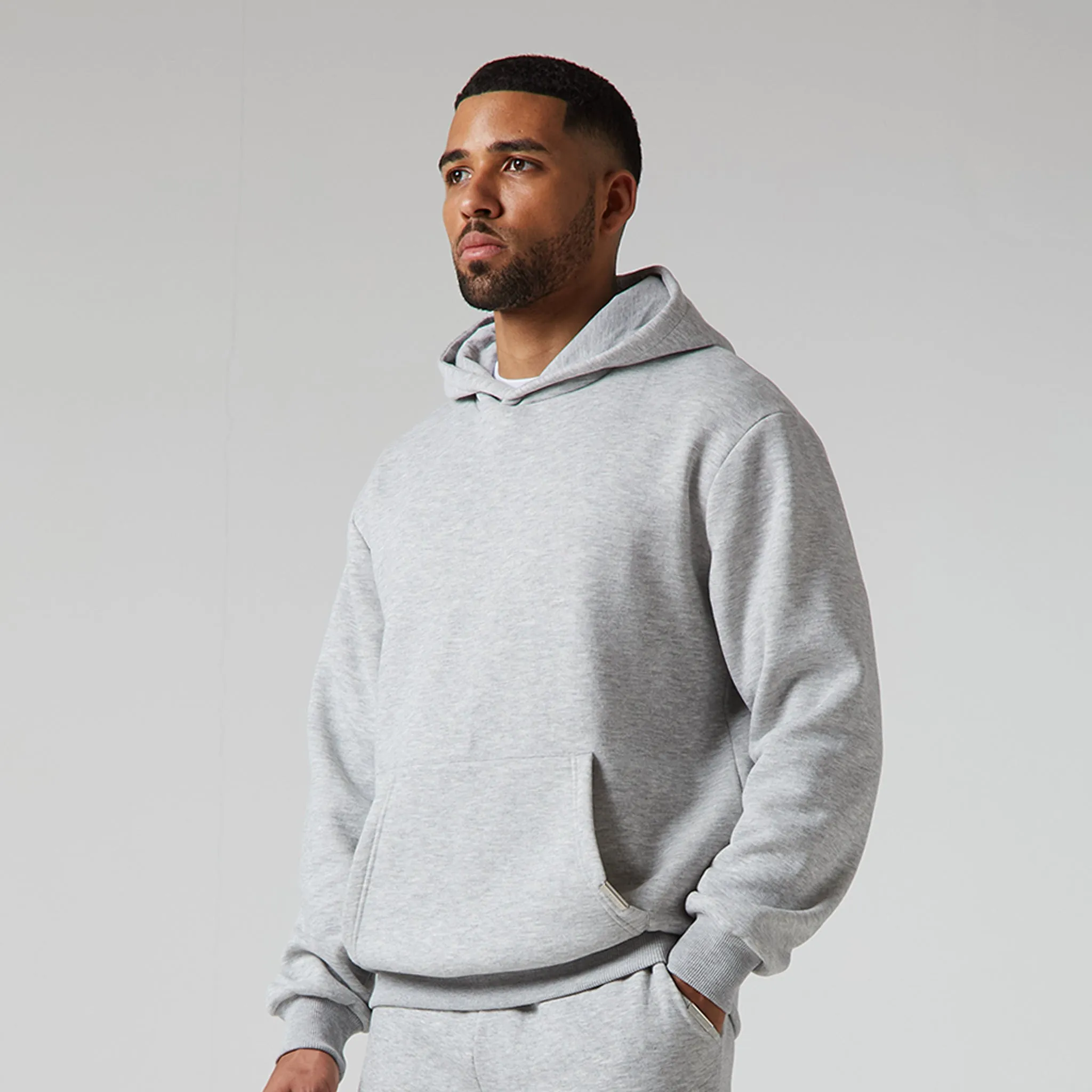 Relaxed Fit Open Hem Tracksuit | Grey Marl