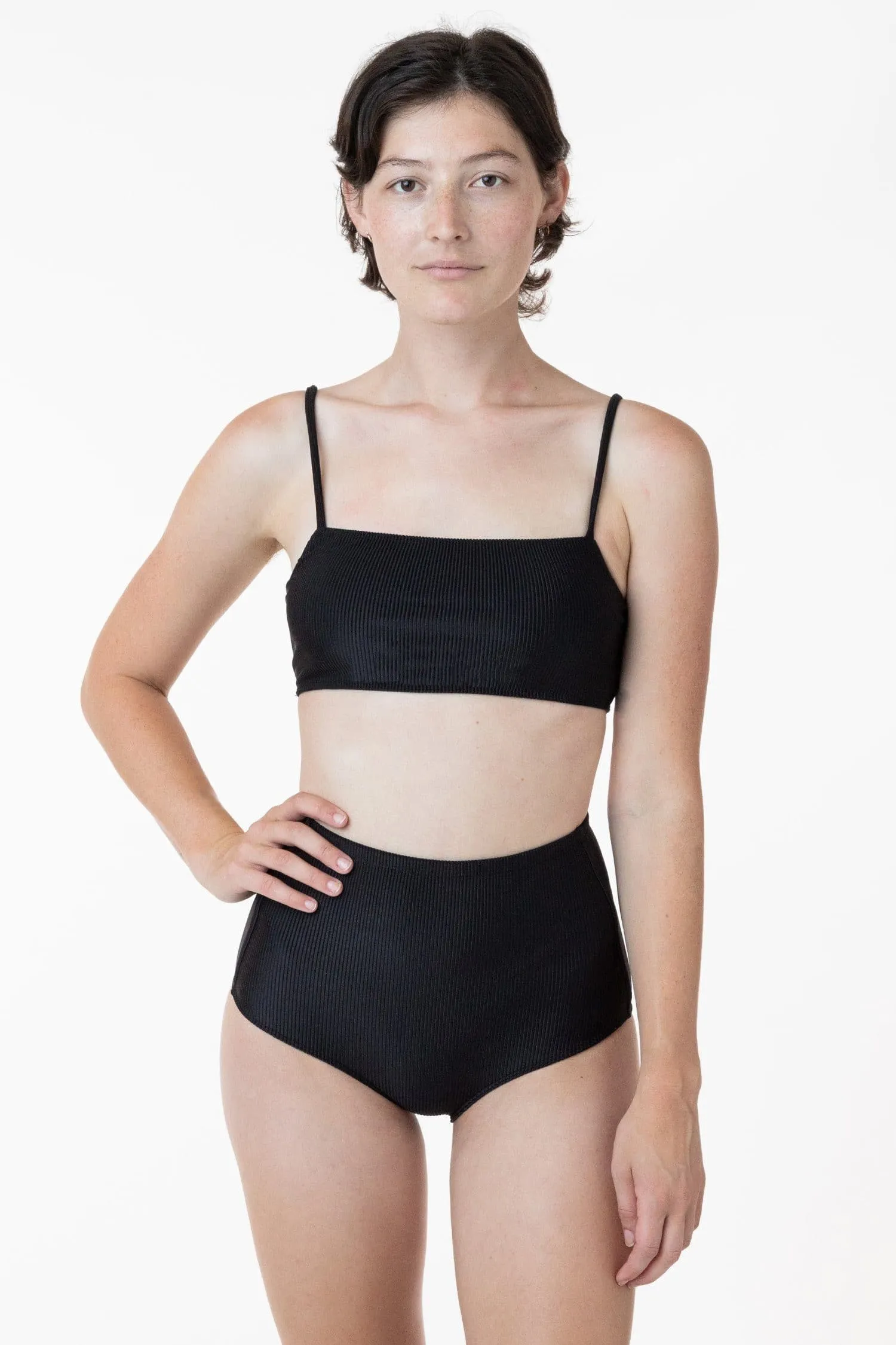 RRS075 - The Ribbed Minimalist Crop Swim Top