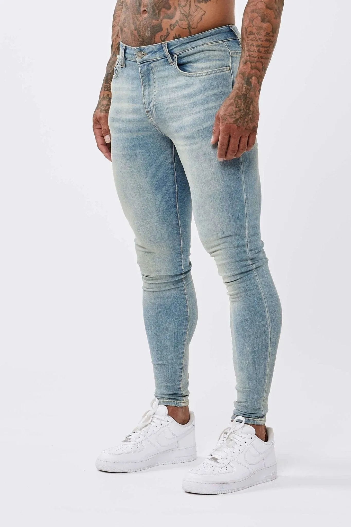 SKINNY FIT JEANS - LIGHT WASHED SAND BLUE