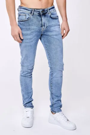 SKINNY FIT JEANS - WASHED INDIGO DENIM