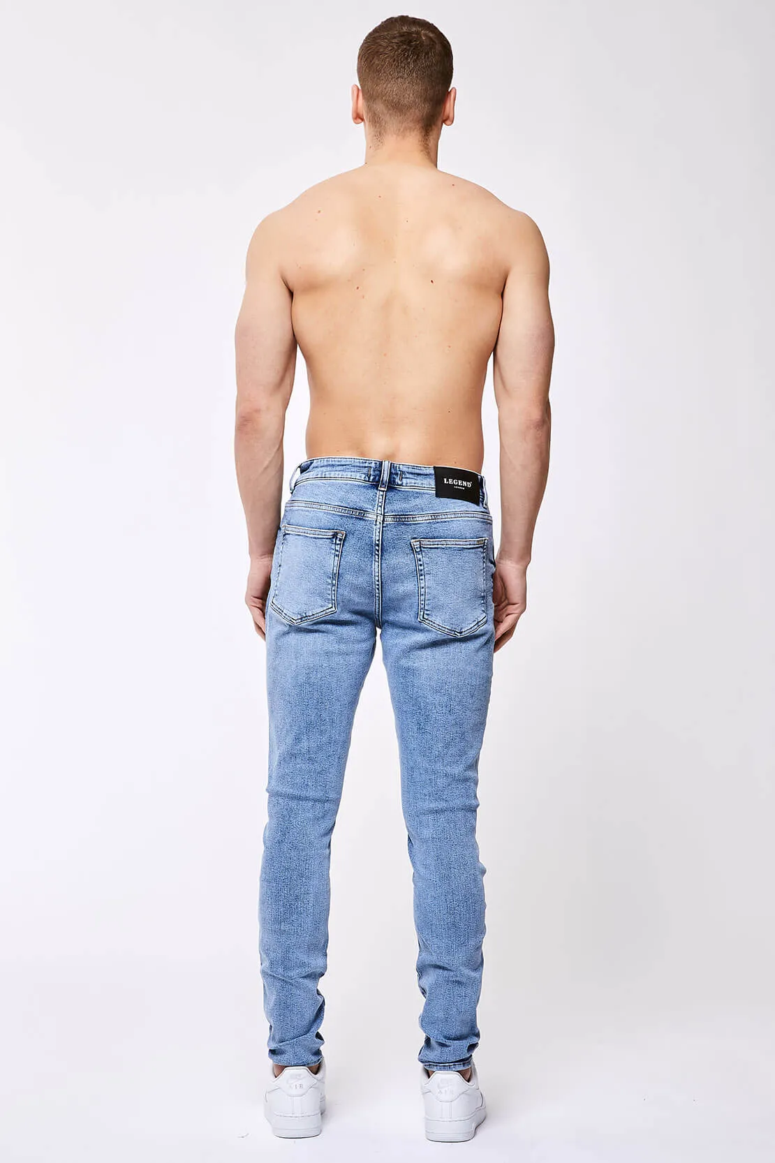 SKINNY FIT JEANS - WASHED INDIGO DENIM