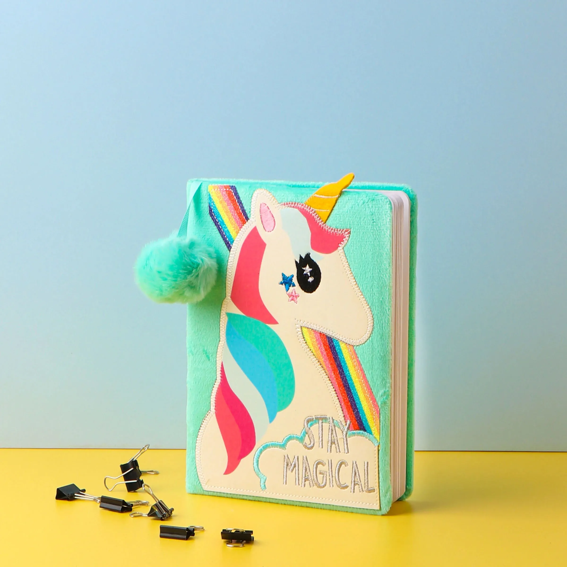 Stay Magical Pom Pom Unicorn Notebook Diary