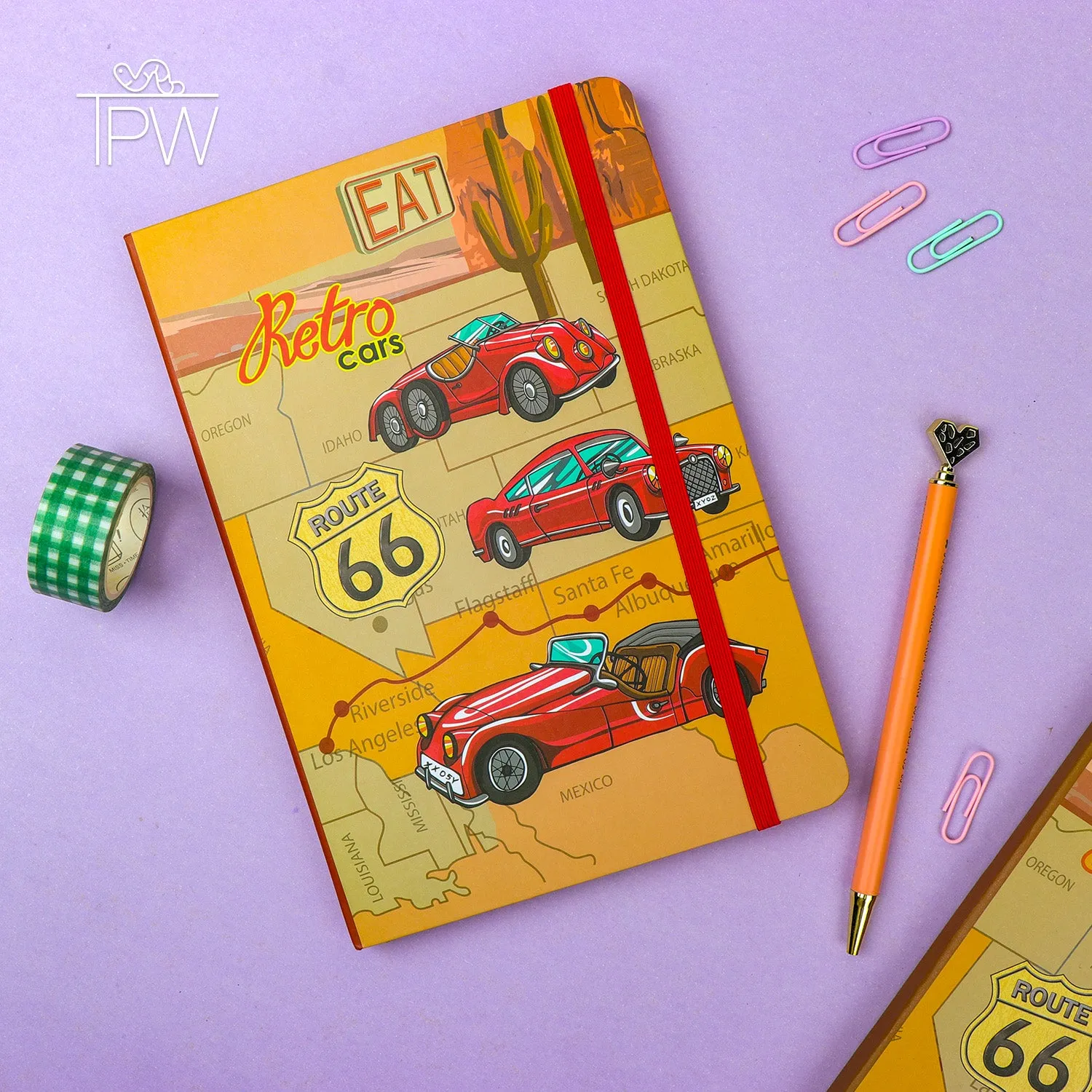 Vintage Car Theme Lined A5 Notebook