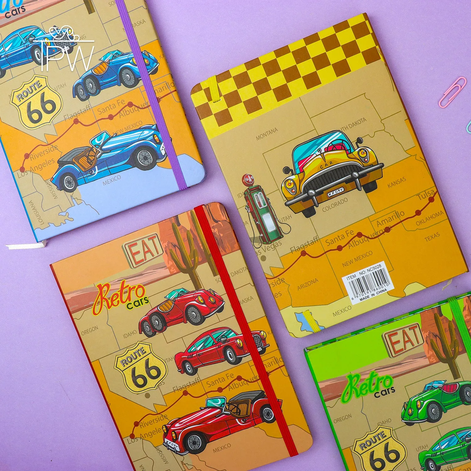 Vintage Car Theme Lined A5 Notebook