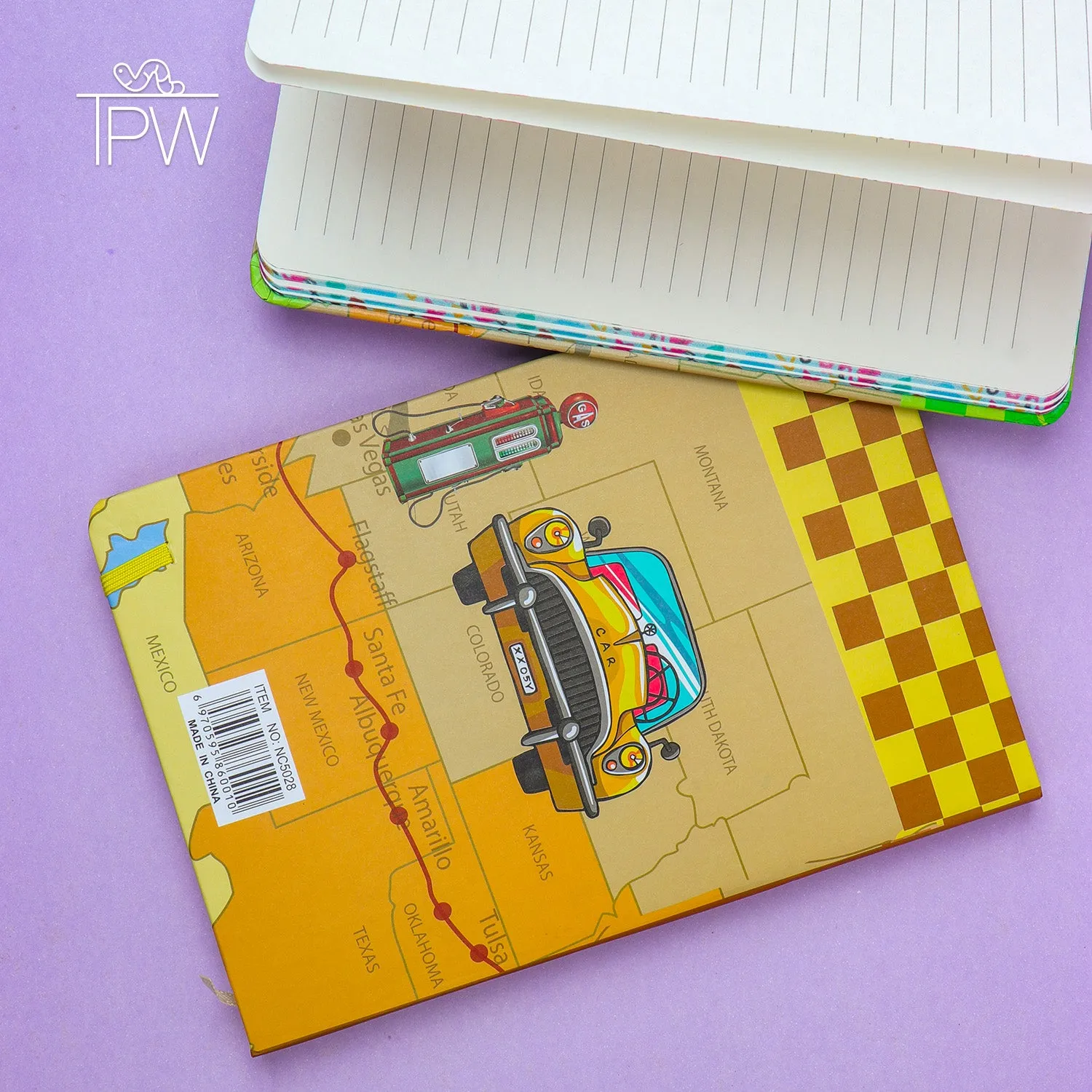 Vintage Car Theme Lined A5 Notebook