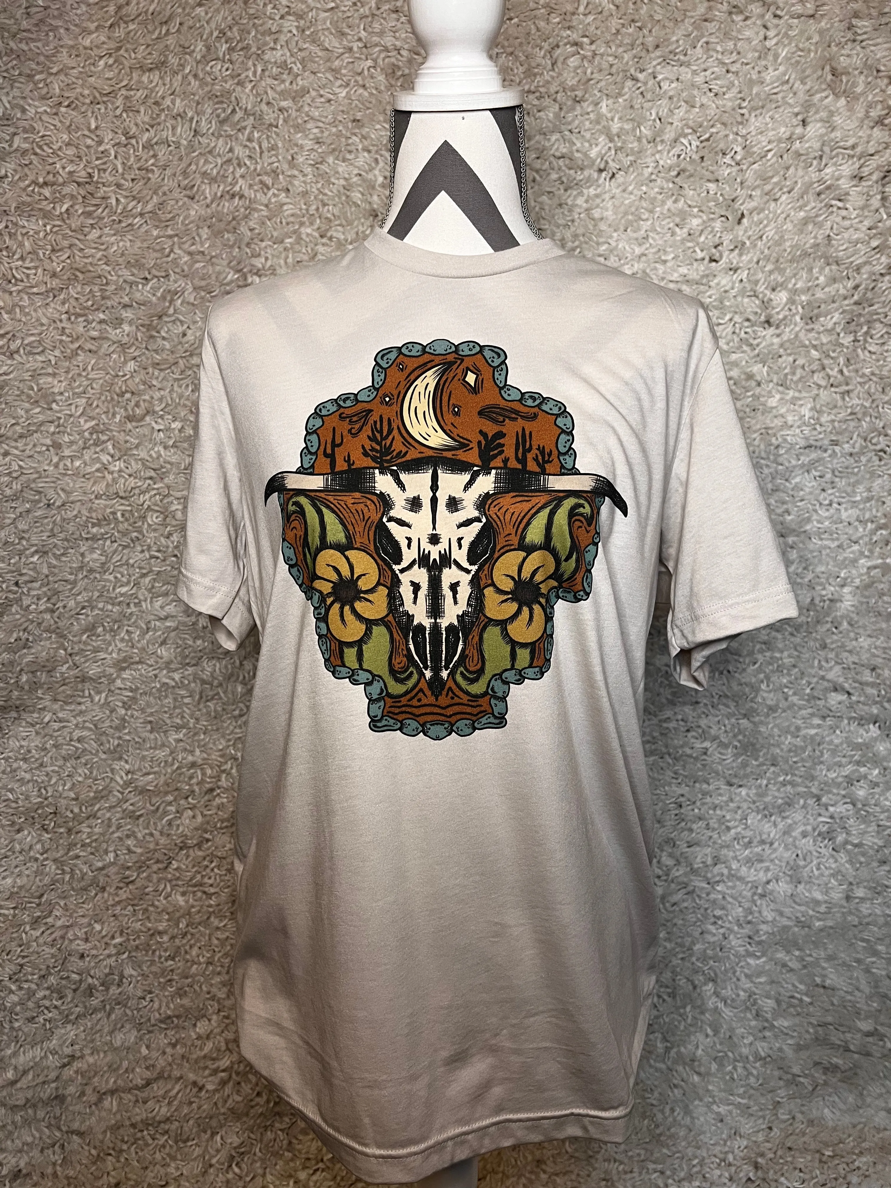 Western Floral Bull Skull T-Shirt