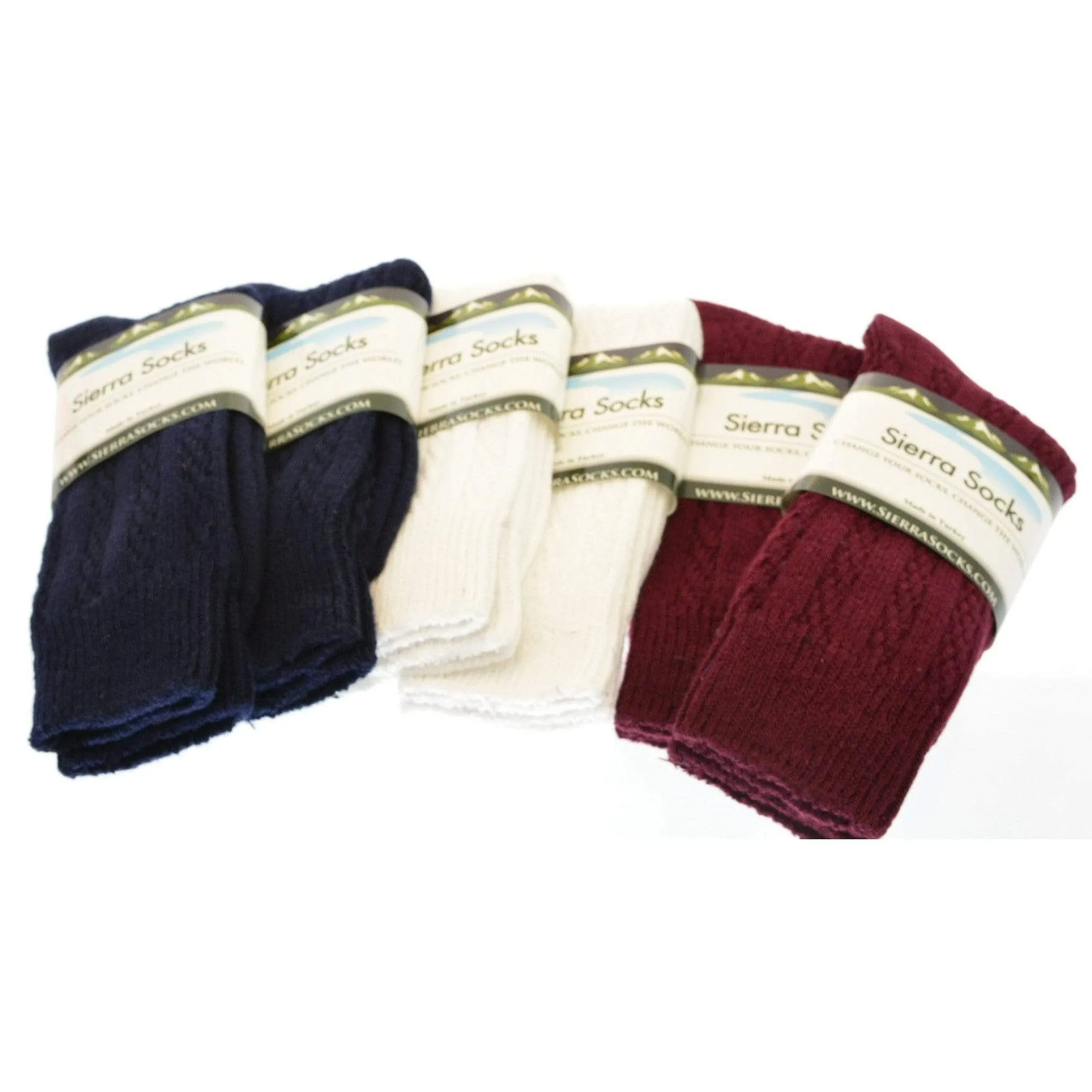 Women's Crew Socks, Classic Cable Knit Combed Cotton Crew Socks, 2 Pair Pack